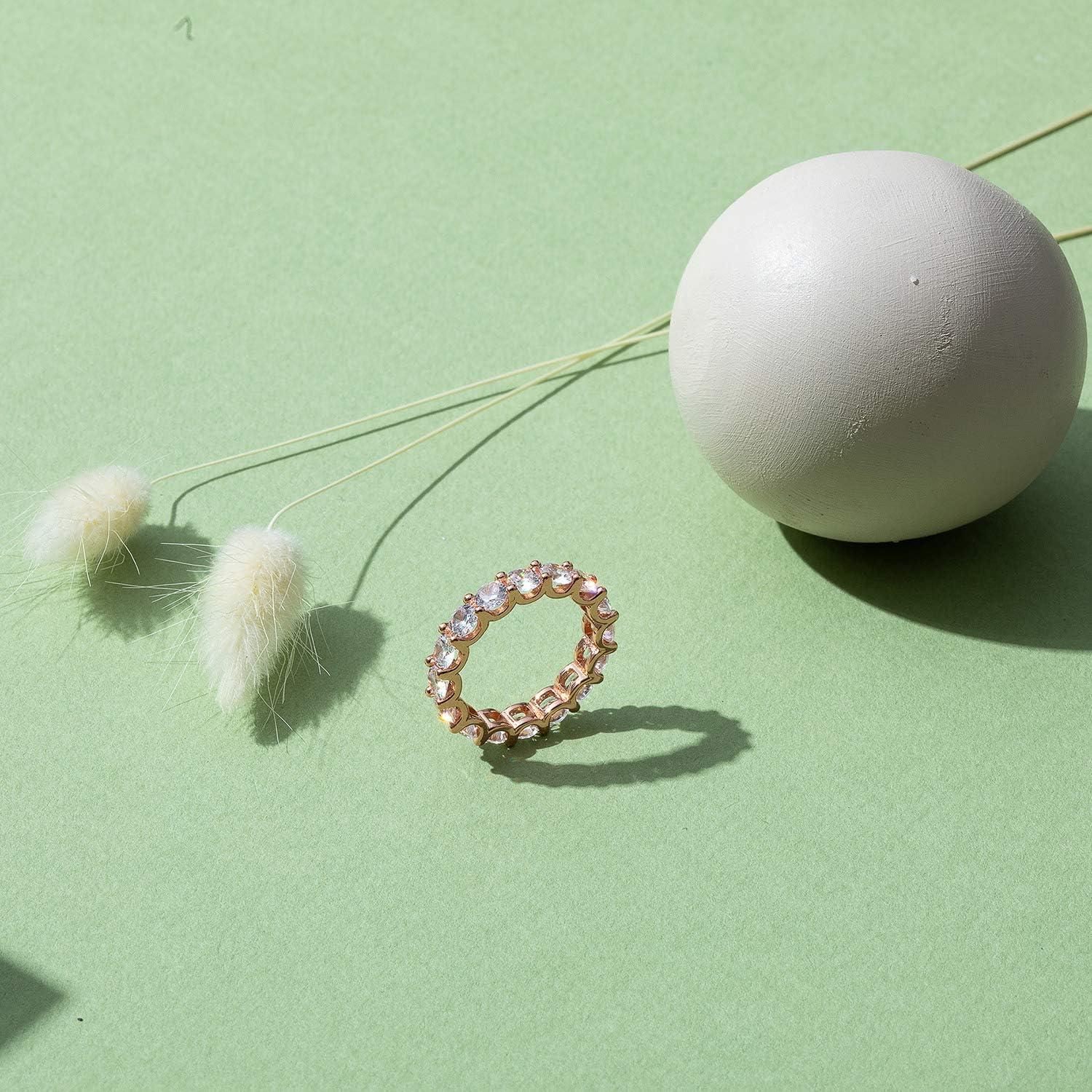 Anillos de Amor Apilables PAVOI Oro Rosa 14K 4mm CZ