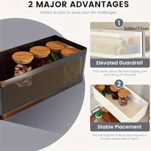 Estante Magnético para Especias WOCHUANGSI Negro 35.1x13x9.9cm