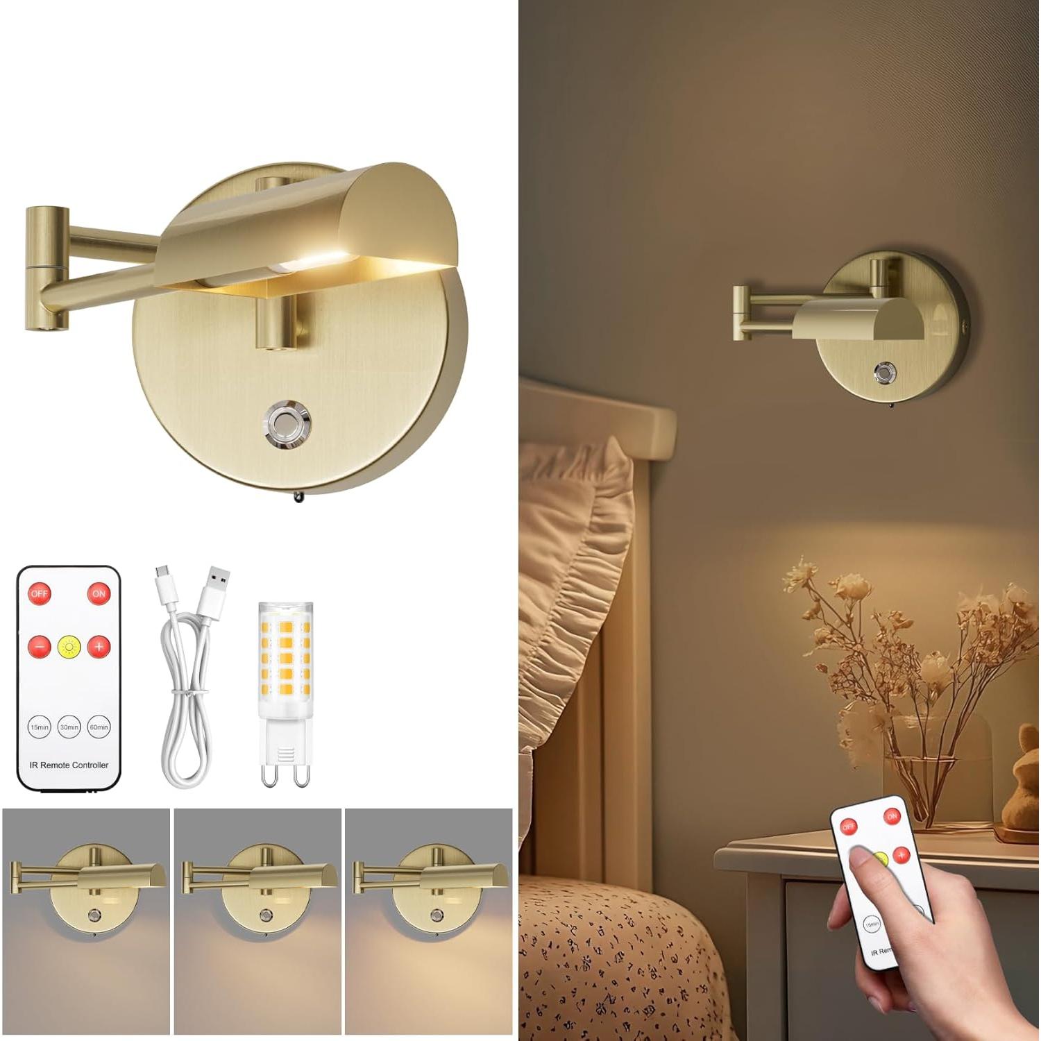 Aplique de Pared Recargable Tipace con Control Remoto 180°