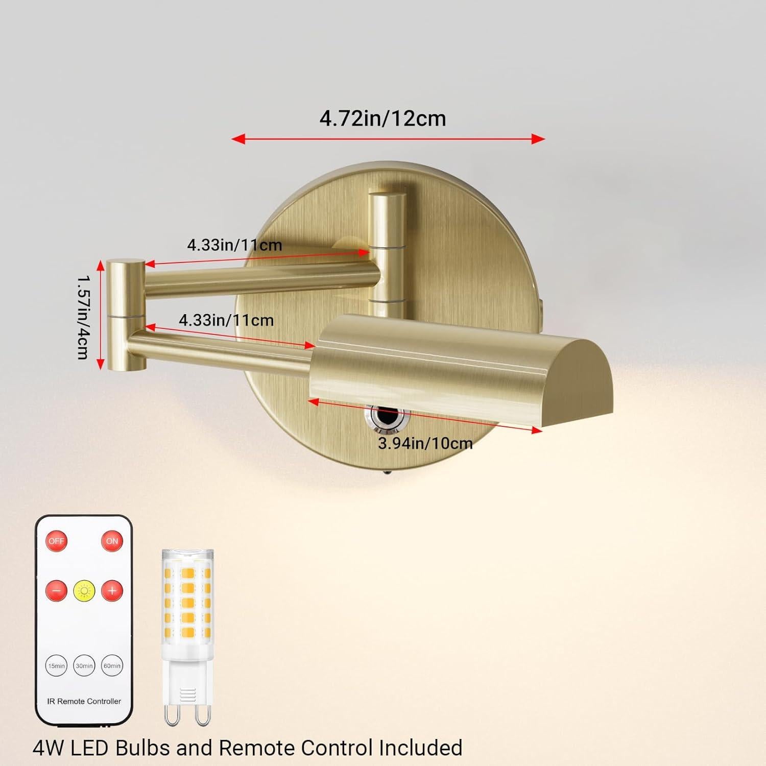 Aplique de Pared Recargable Tipace con Control Remoto 180°