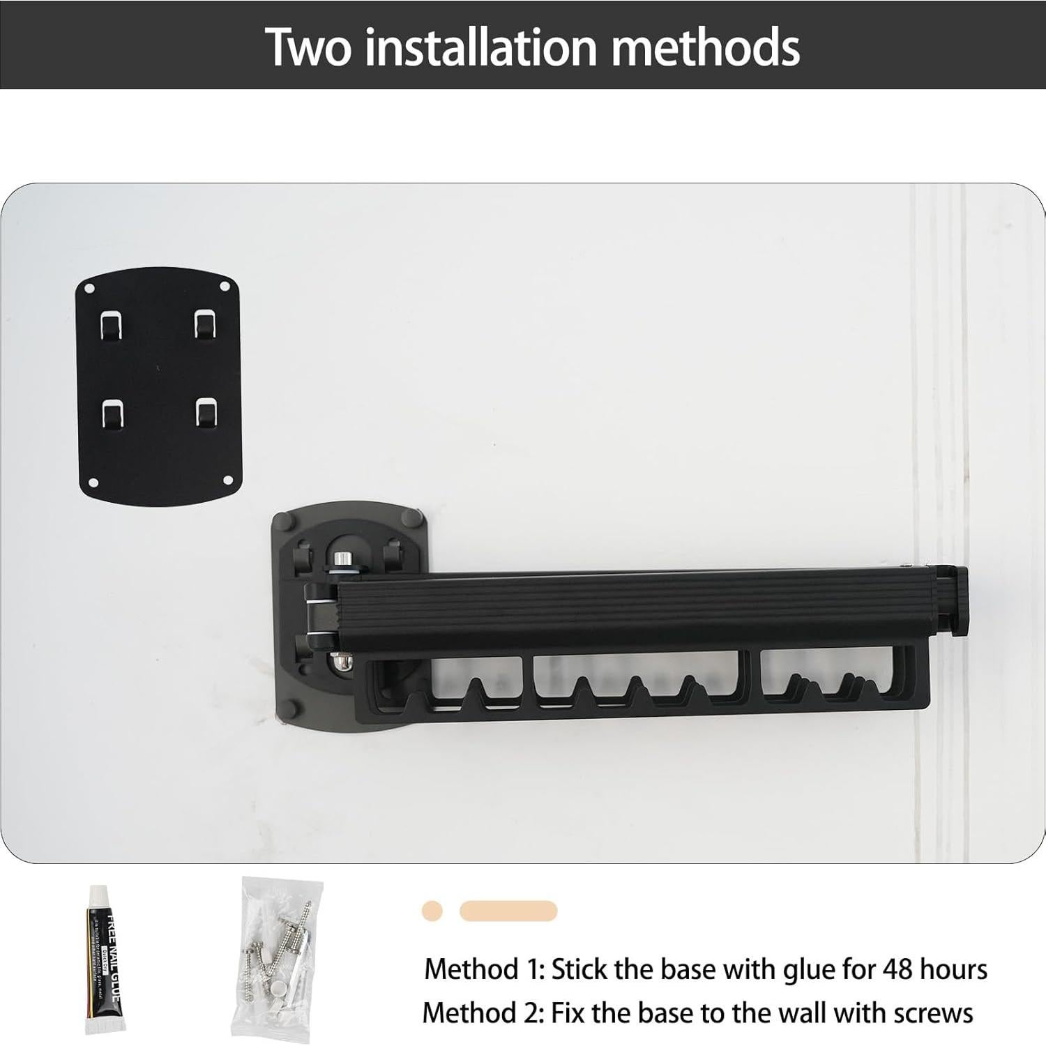 Perchero Plegable Montado en Pared FCWVP Negro 1.47kg