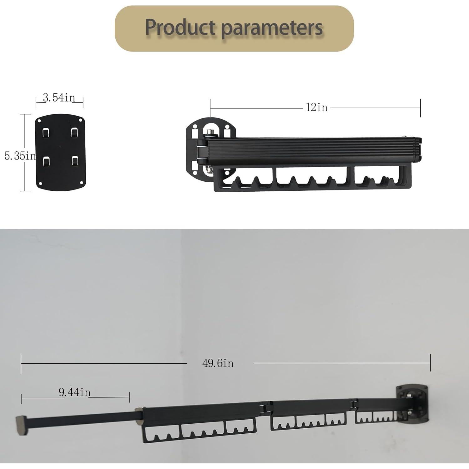Perchero Plegable Montado en Pared FCWVP Negro 1.47kg