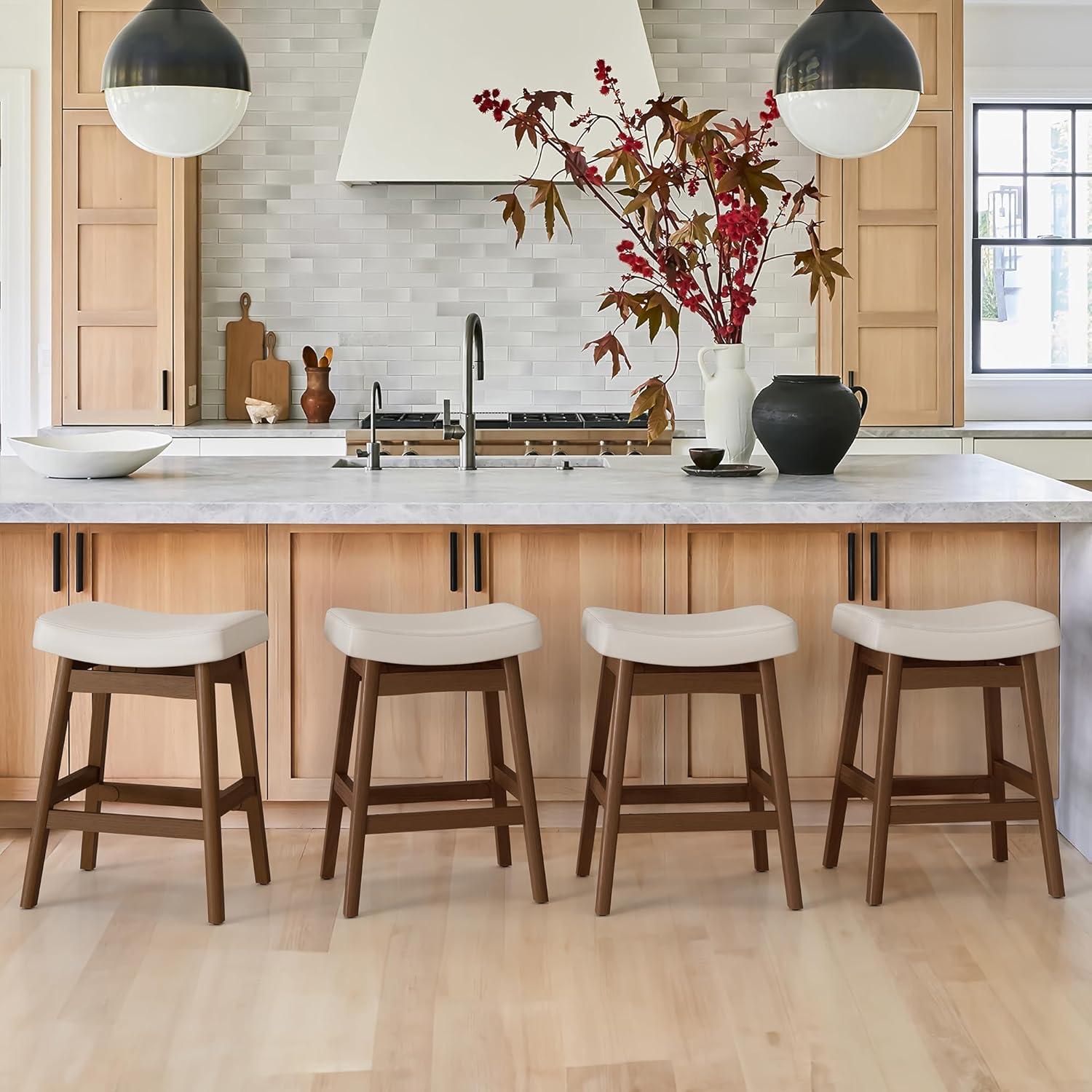 Juego de 2 Taburetes de Bar Cozyman 60.96 cm Blanco Antiguo