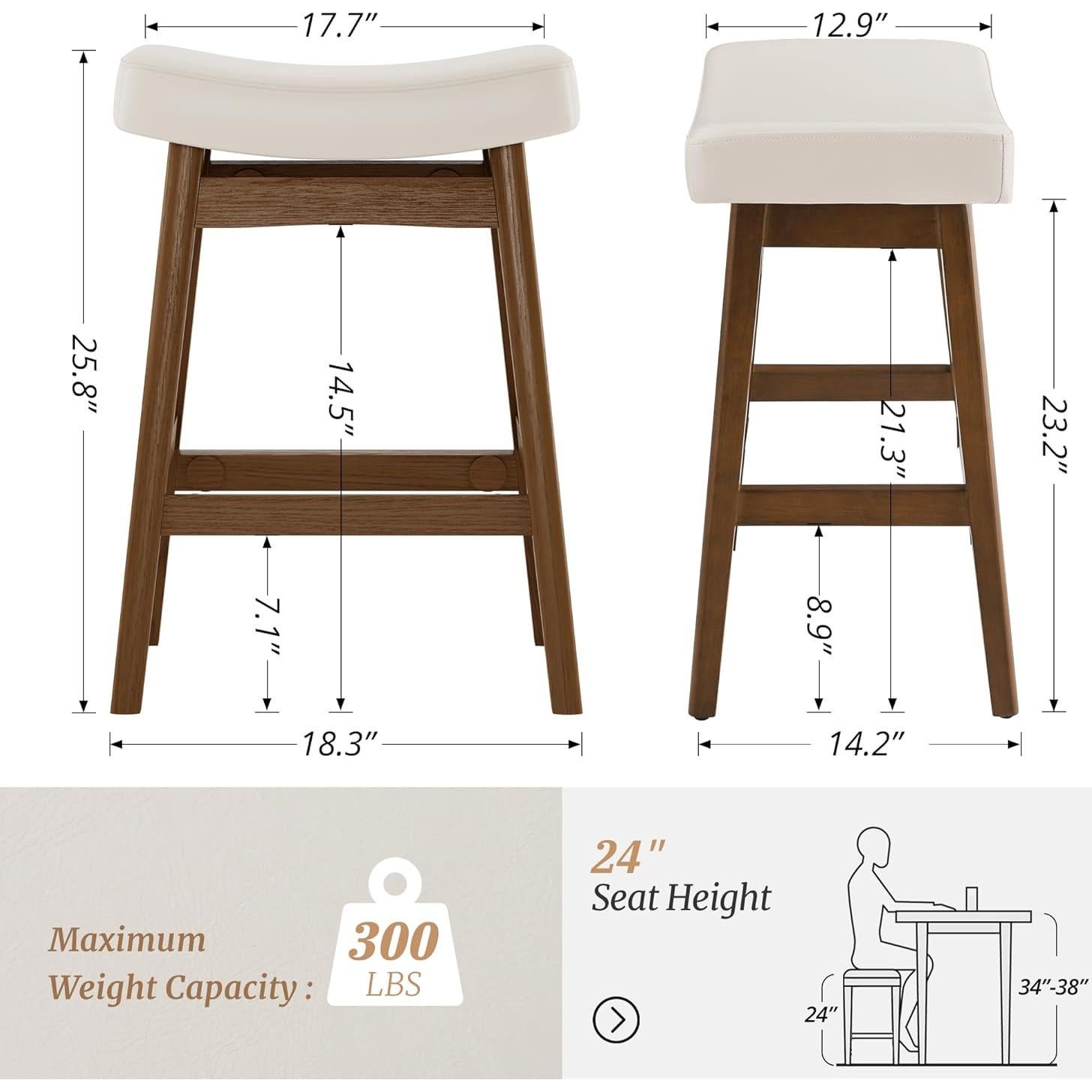 Juego de 2 Taburetes de Bar Cozyman 60.96 cm Blanco Antiguo