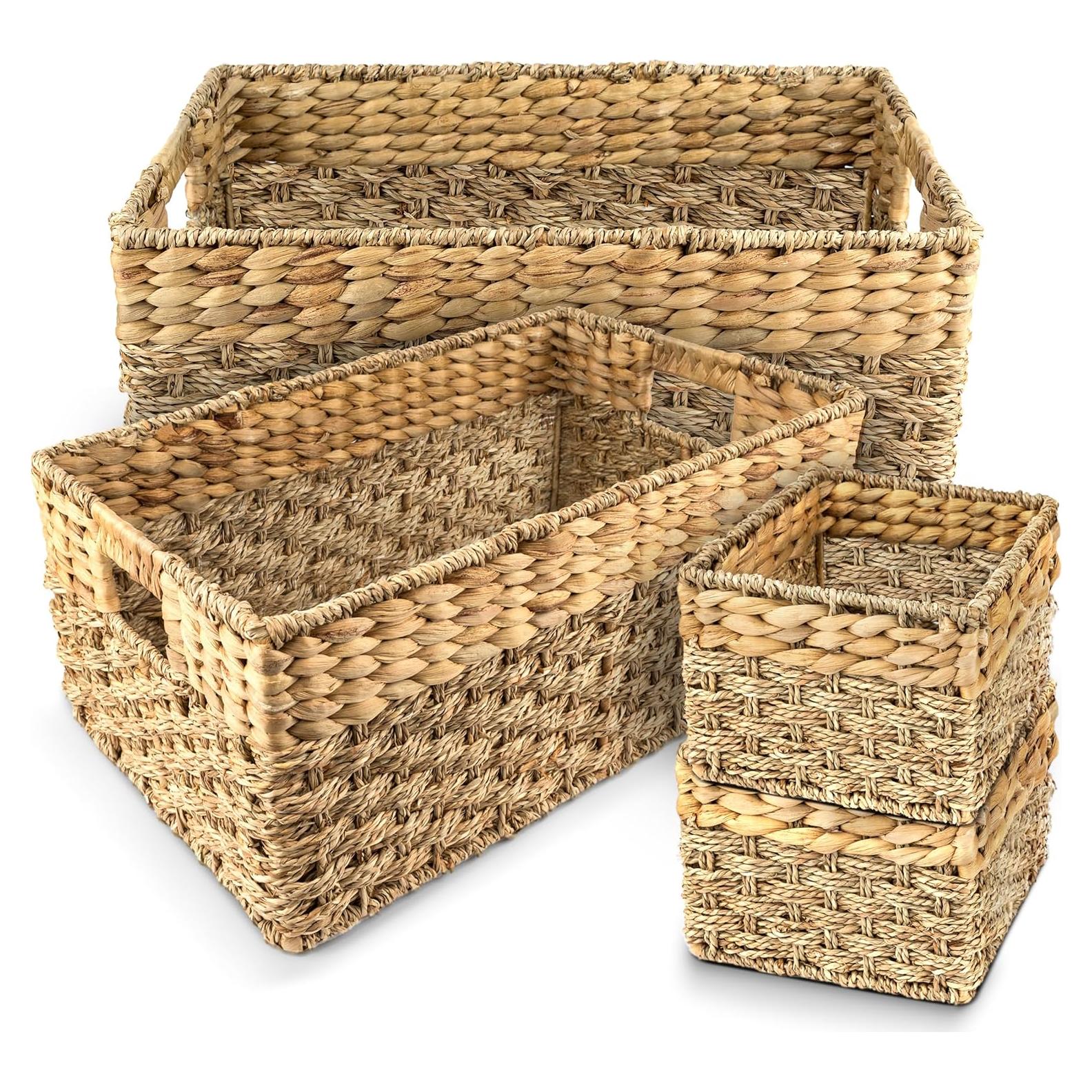 Cestas de Almacenamiento Tejidas Naturales Recursos del Hogar