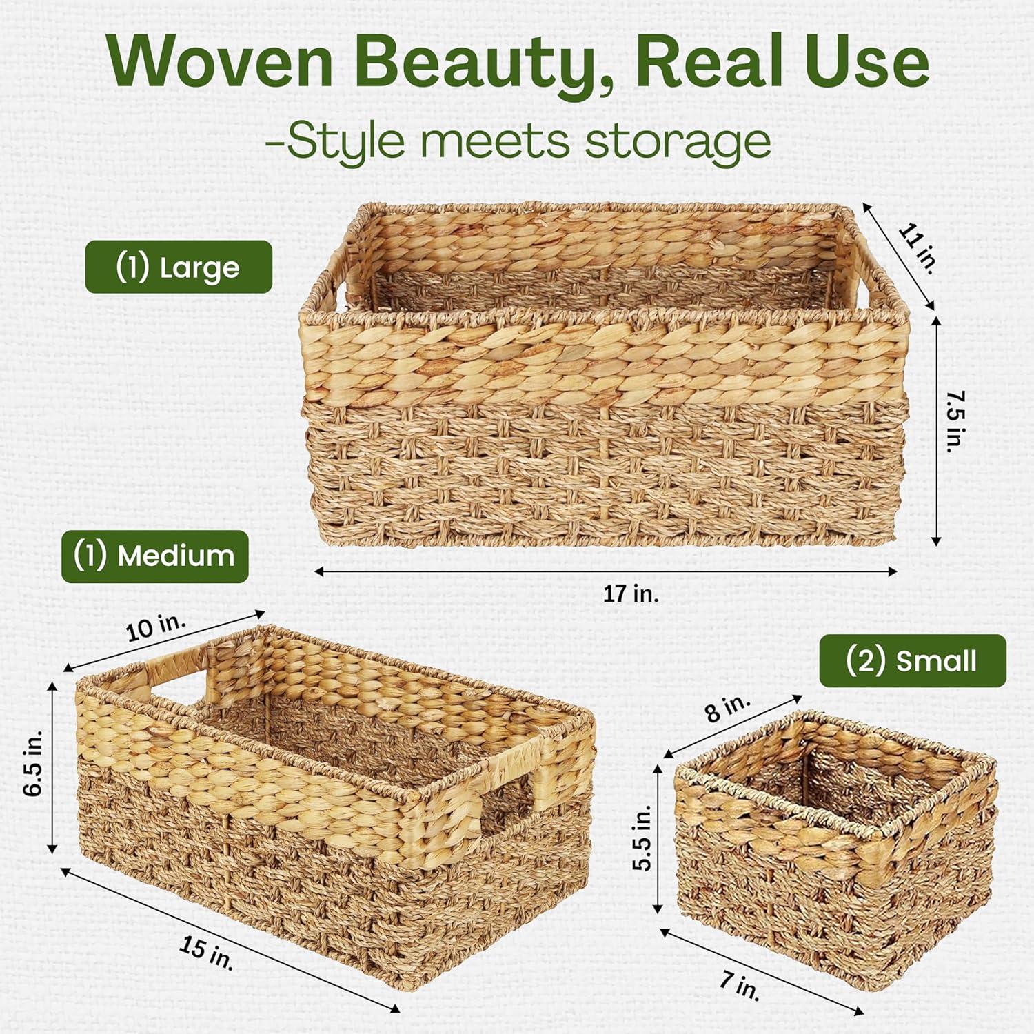 Cestas de Almacenamiento Tejidas Naturales Recursos del Hogar
