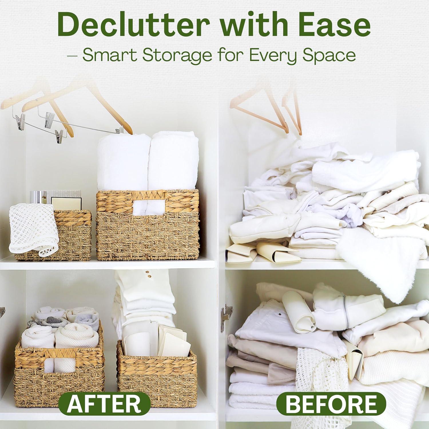 Cestas de Almacenamiento Tejidas Naturales Recursos del Hogar