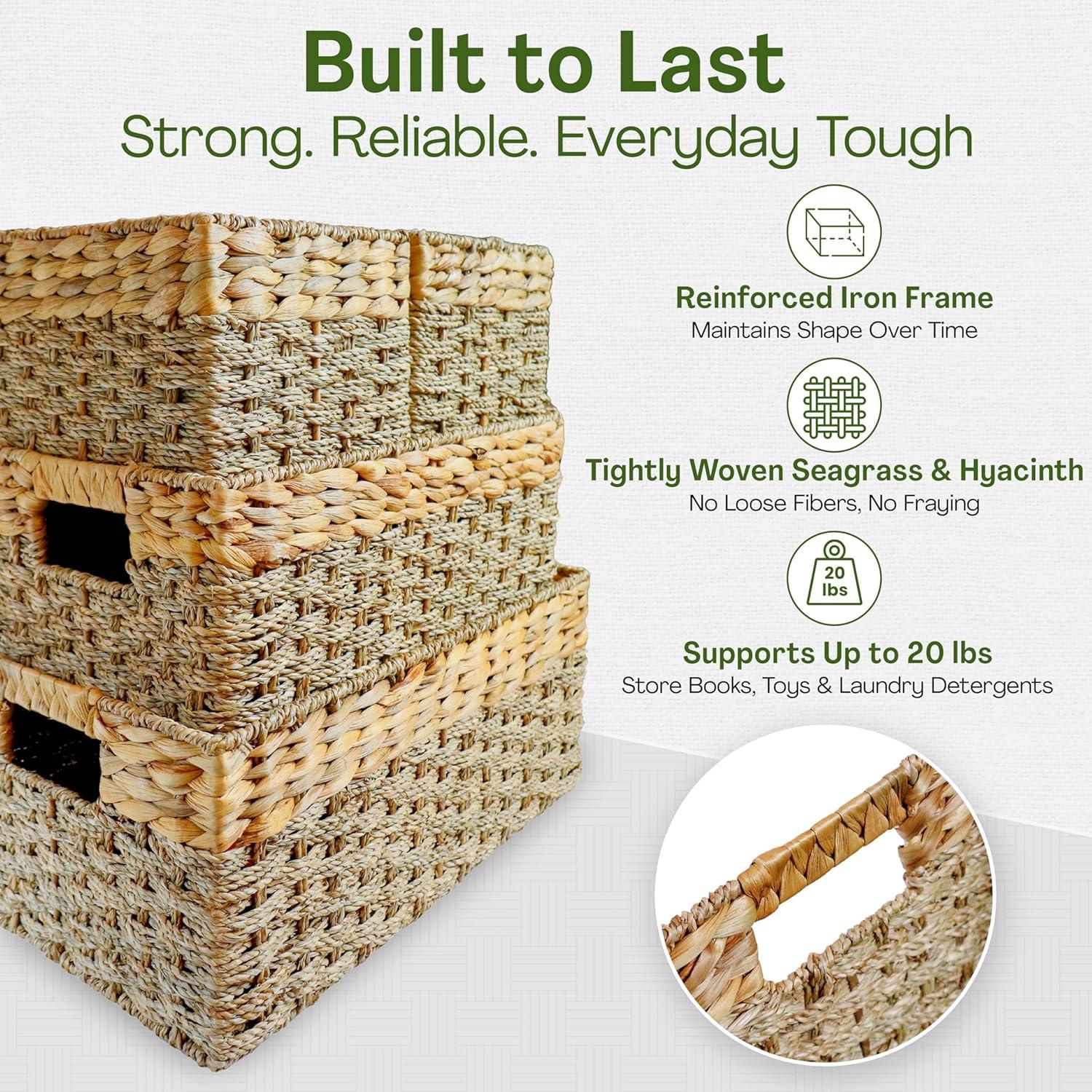 Cestas de Almacenamiento Tejidas Naturales Recursos del Hogar