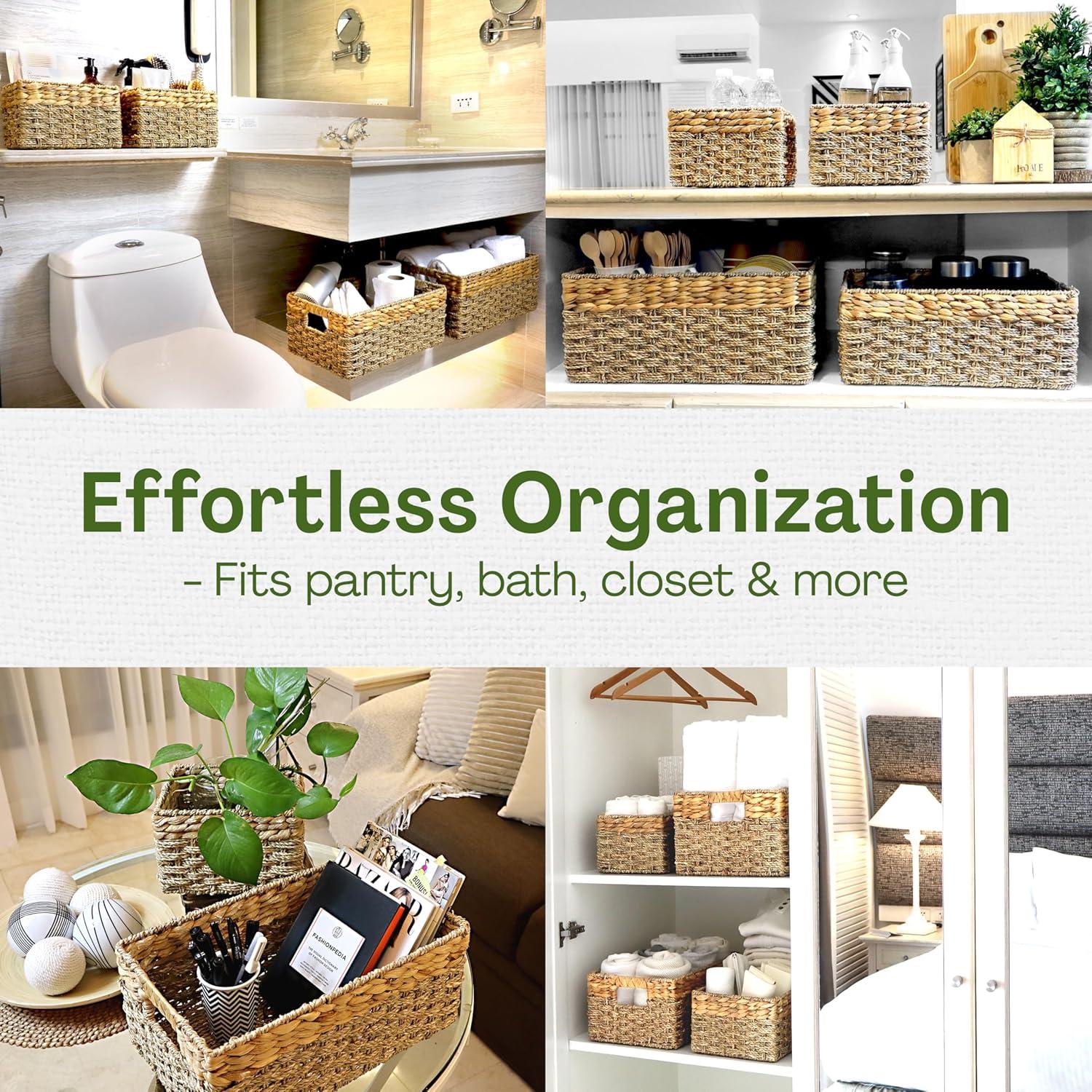 Cestas de Almacenamiento Tejidas Naturales Recursos del Hogar