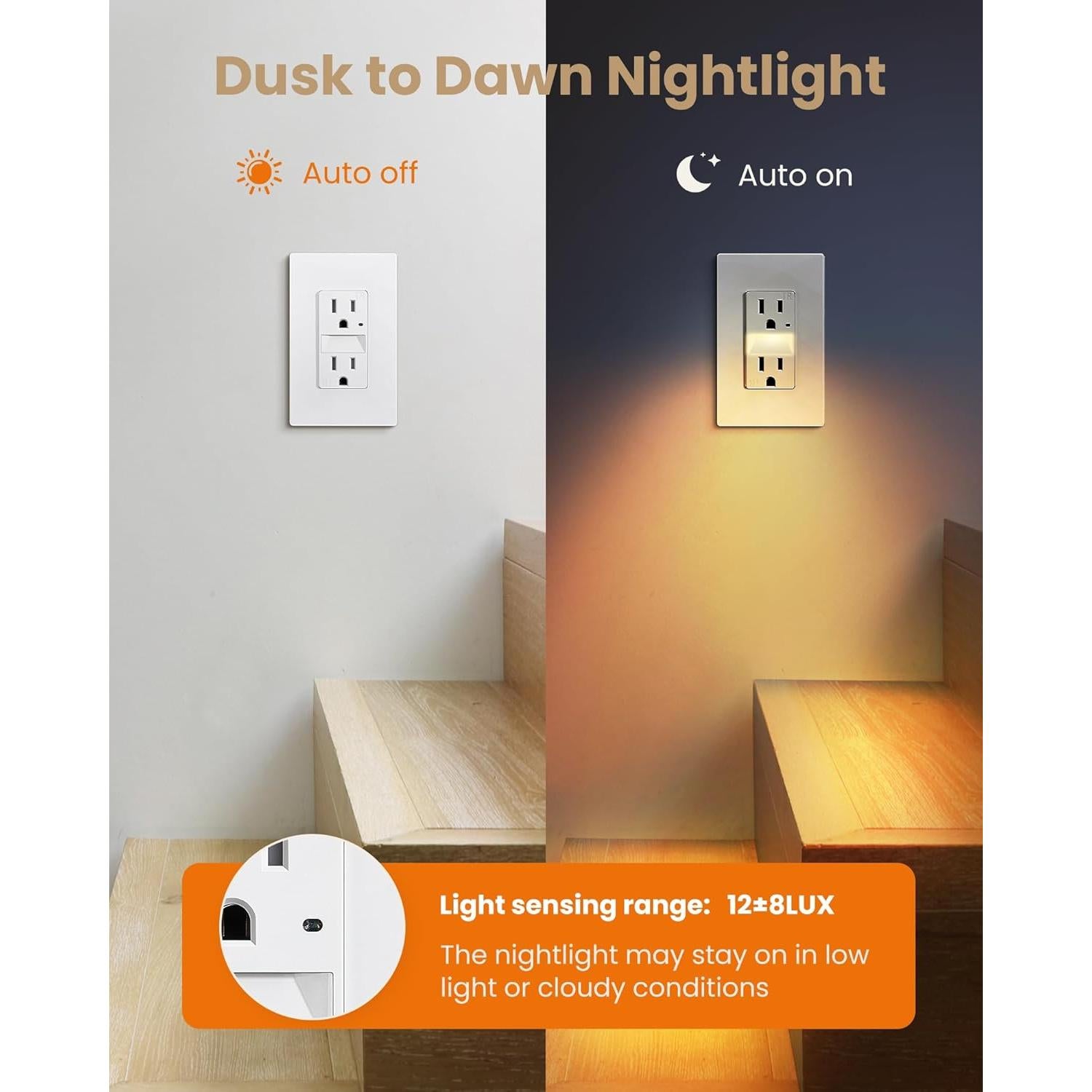 Enchufe SURAIELEC 15A con Luz Nocturna LED 3000K - Paquete de 10