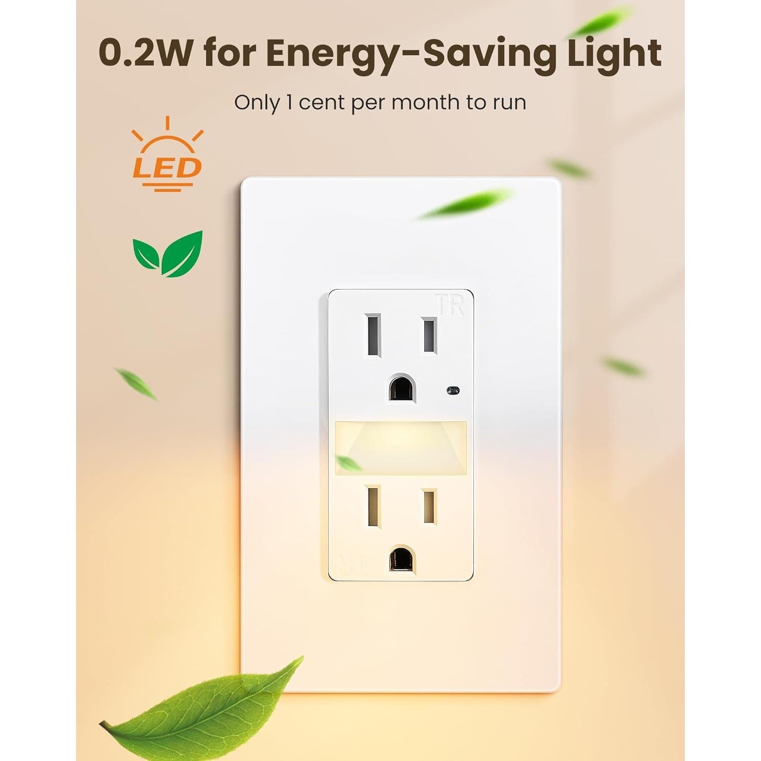 Enchufe SURAIELEC 15A con Luz Nocturna LED 3000K - Paquete de 10