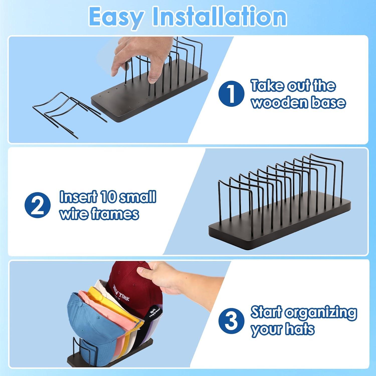 Organizador de Sombreros Boloye Marrón Rústico para 10 Gorras