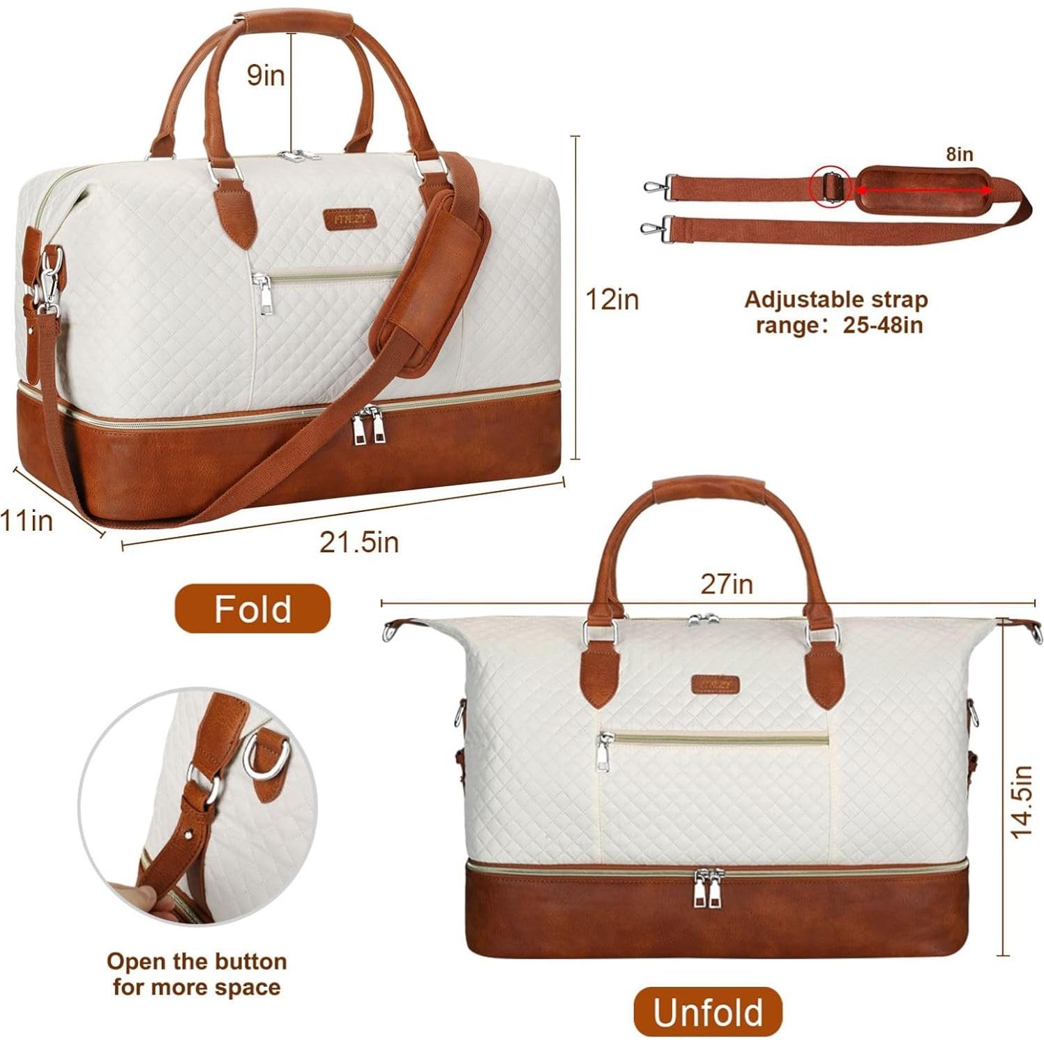 Bolsa de viaje tipo duffel ITIEZY grande con compartimento para zapatos