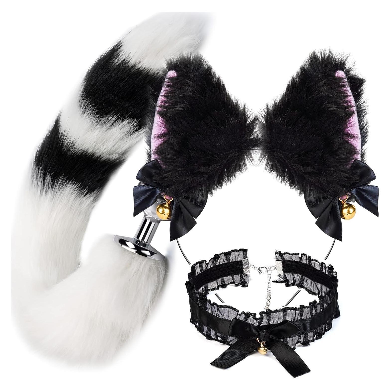 Conjunto Disfraz de Cosplay para Mujeres - Orejas y Cola Hechas a Mano