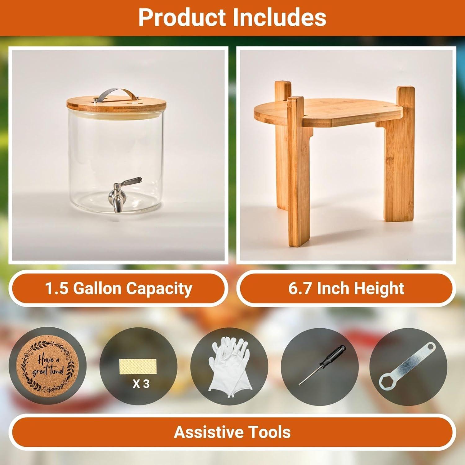 Dispensador de Bebidas de Vidrio Strirumo 1.5 Galones con Grifo