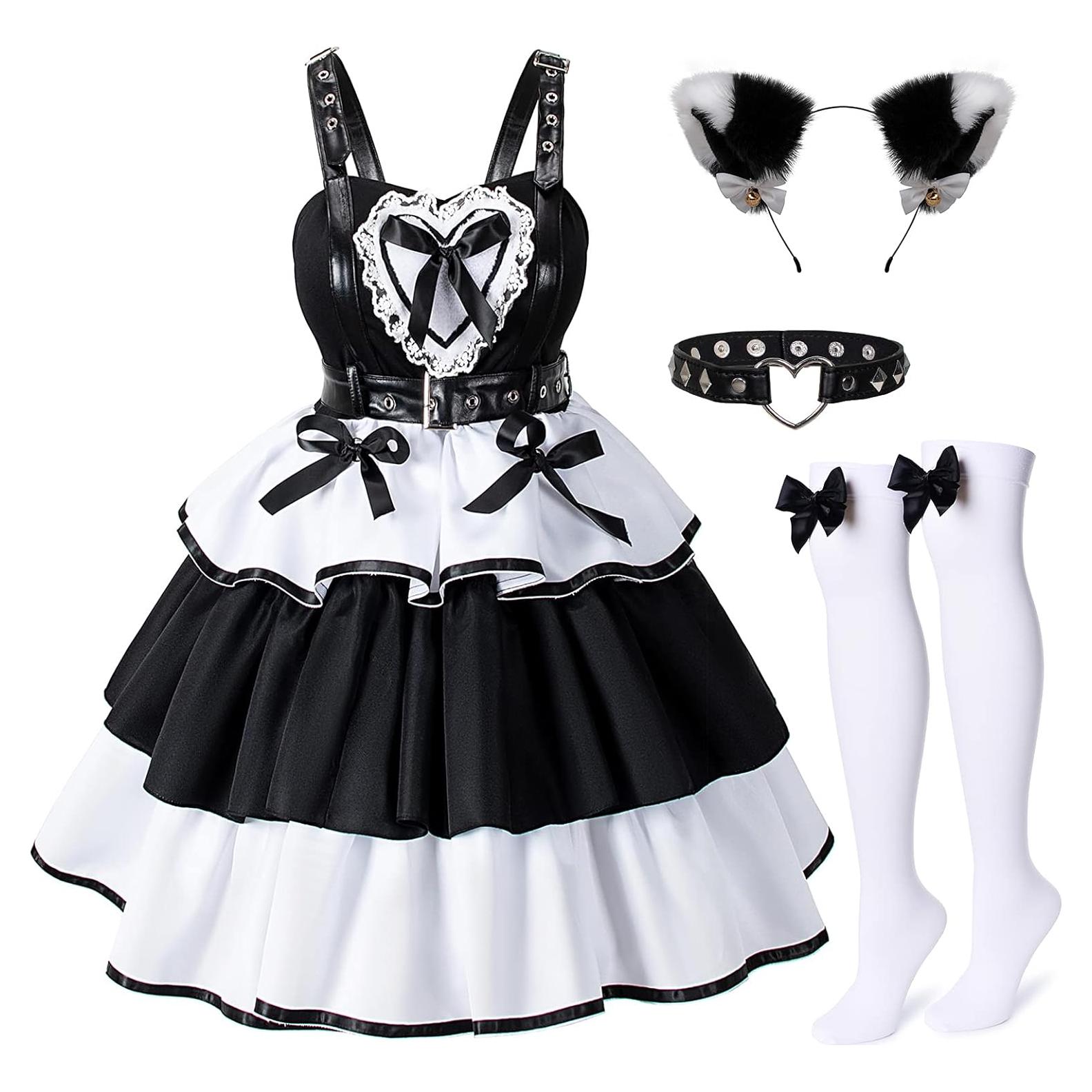 Disfraz Gótico de Anime Mujer Conjunto 4 Piezas Kawaii