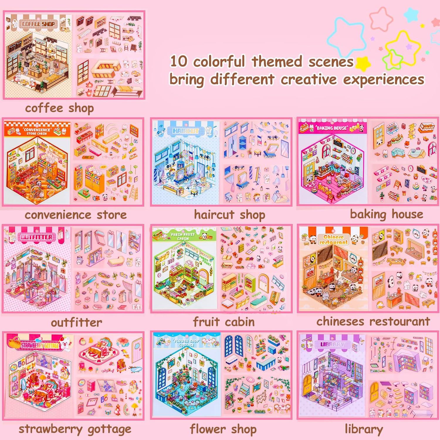 Kit de Stickers 3D Wiskowee - 10 Sets Miniaturas Reutilizables