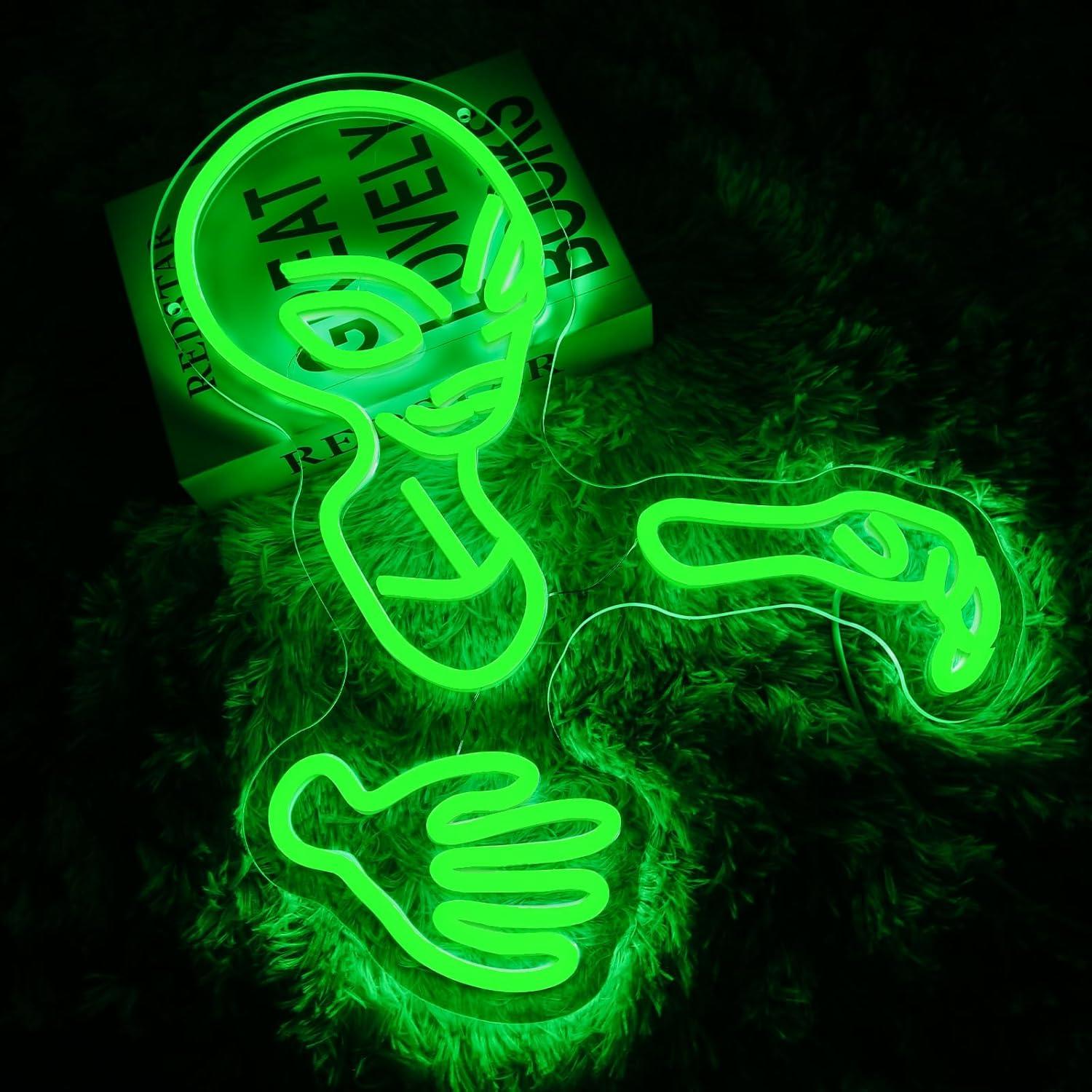 Luz de Neón LED Alienígena Verde Folkive 41.4x32 cm Dimmable