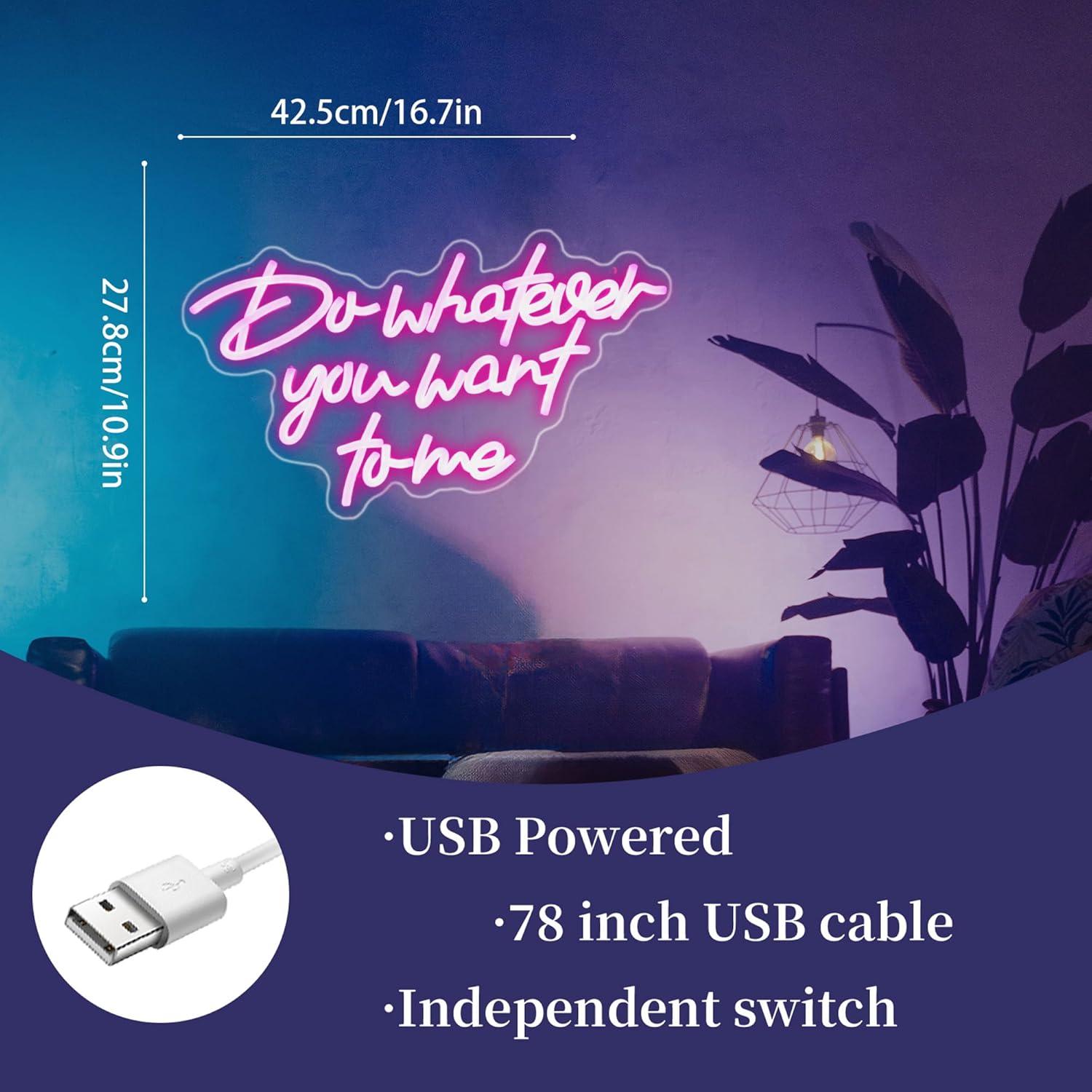 Letrero Neón LED Rosa Whfobfe Decoración Pared USB 35.88x33.99cm