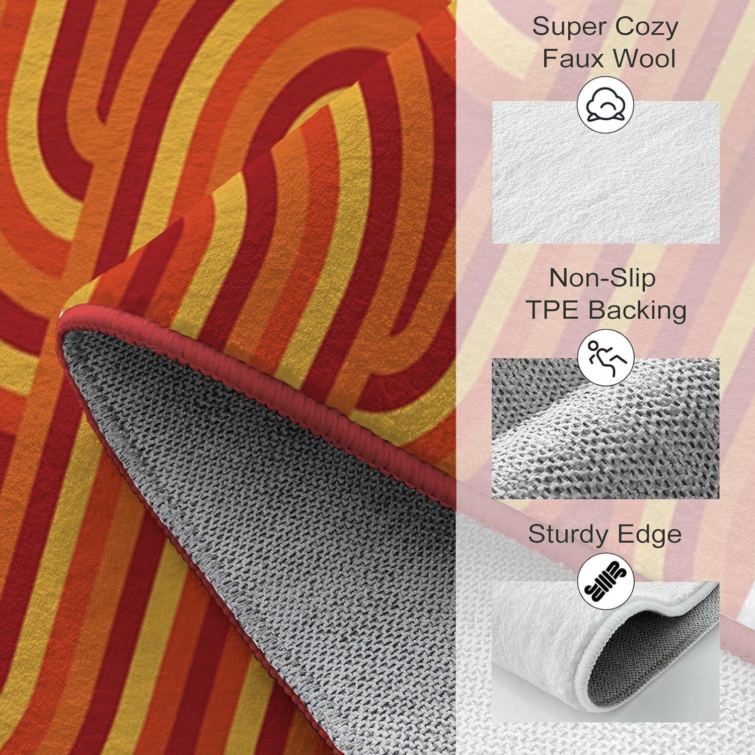 Alfombra de área Ansouyi 152x213 cm antideslizante roja y naranja