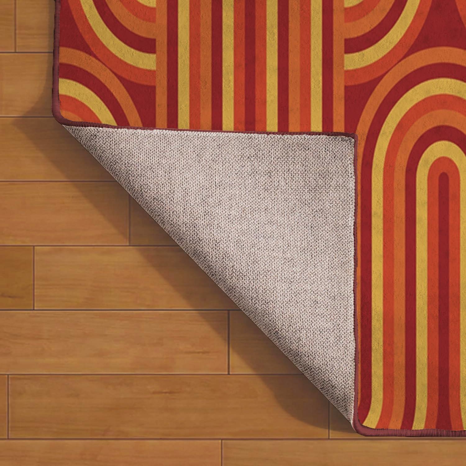 Alfombra de área Ansouyi 152x213 cm antideslizante roja y naranja