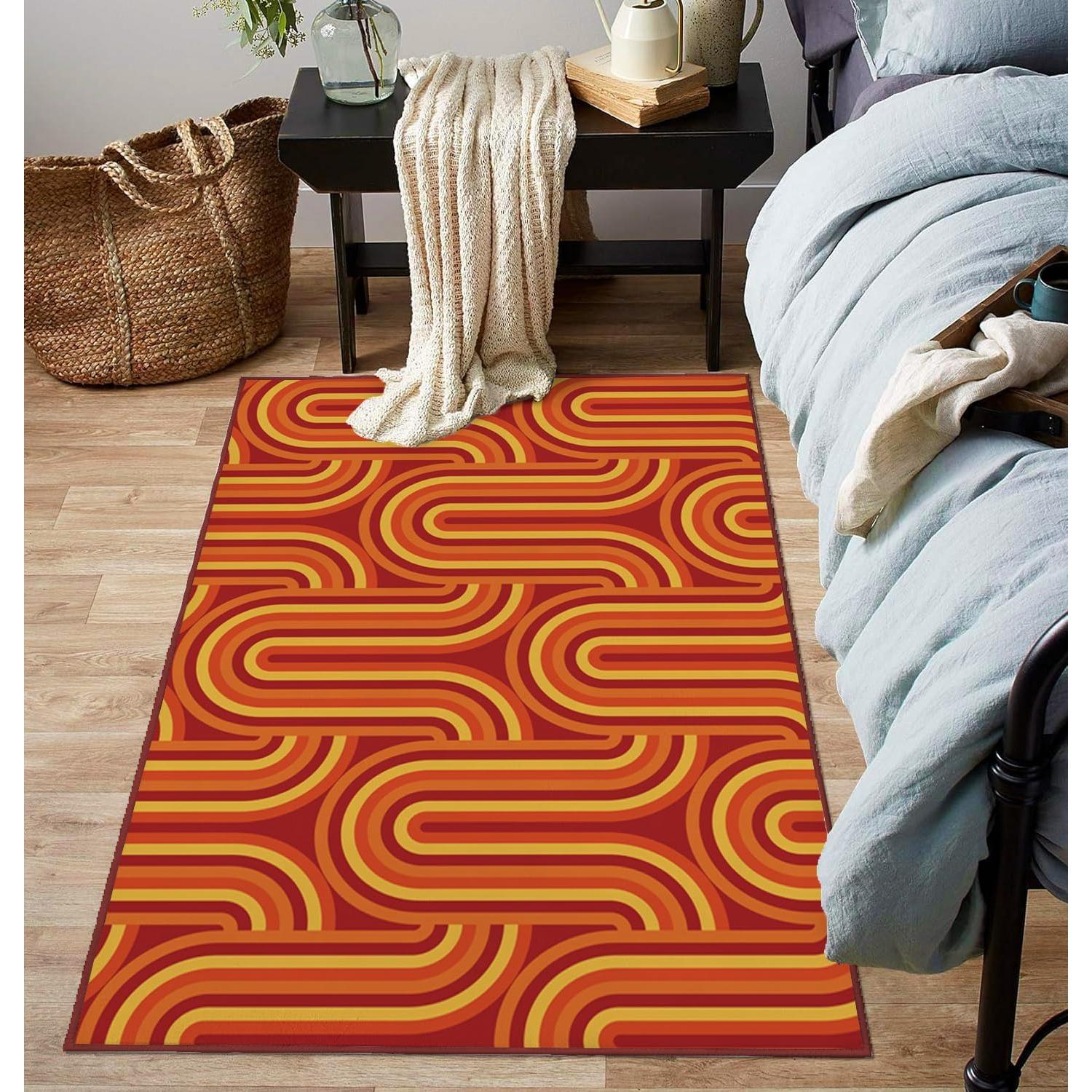 Alfombra de área Ansouyi 152x213 cm lavable retro 70s