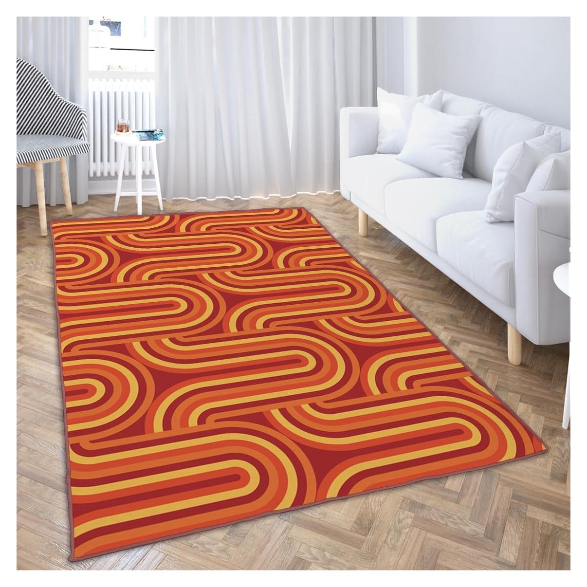 Alfombra de área lavable Ansouyi 152x213 cm retro 70s