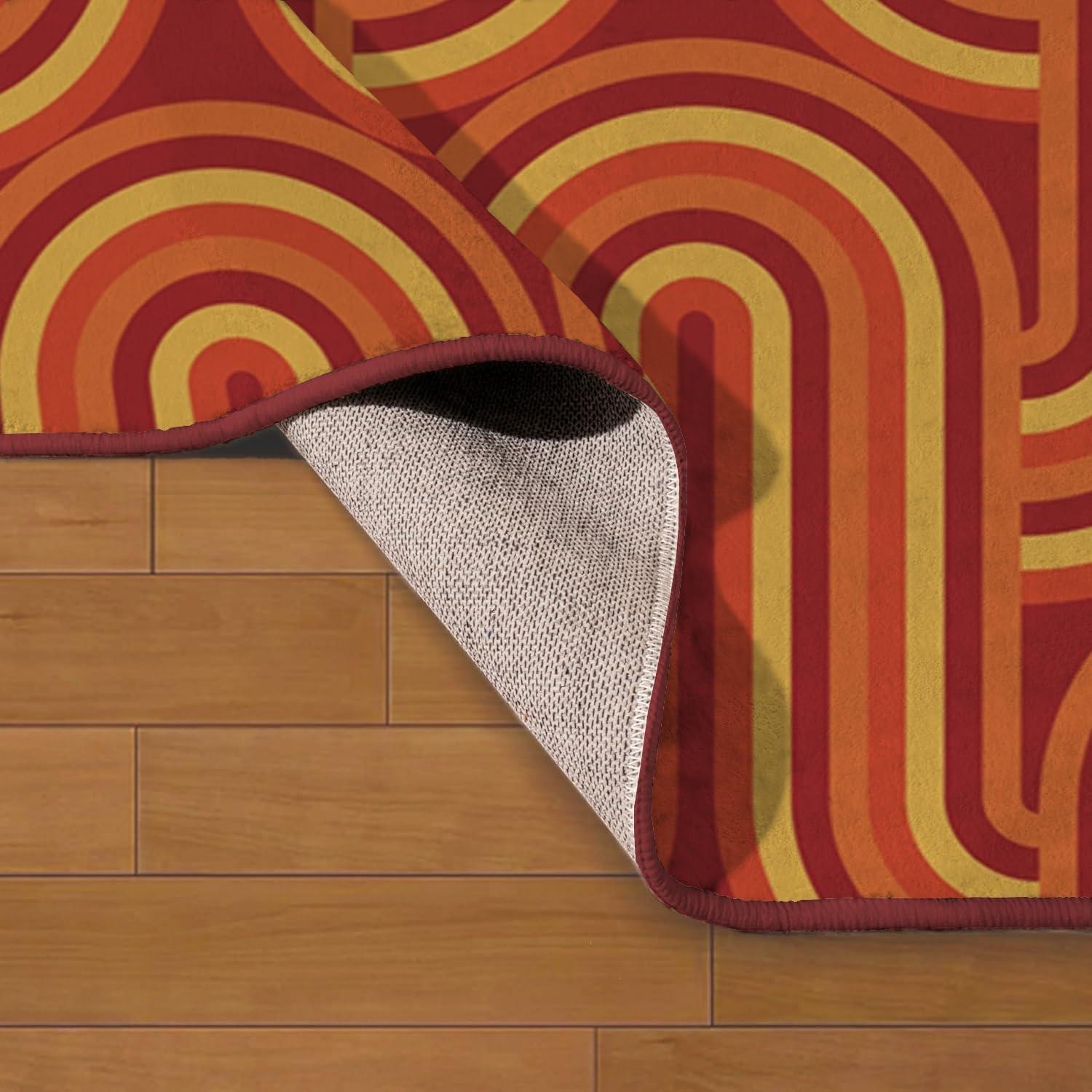 Alfombra de área lavable Ansouyi 152x213 cm retro 70s