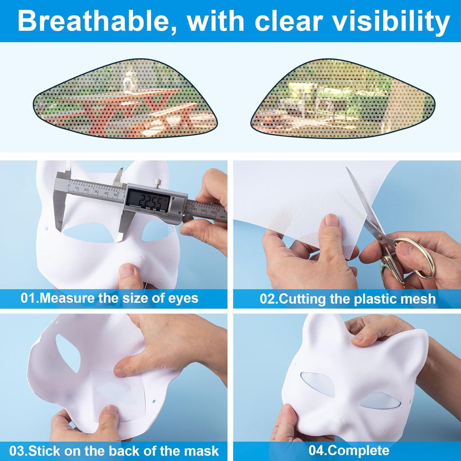 PAGOW Malla de Ojos de Fursuit Blanca 5 Hojas 30x20 cm