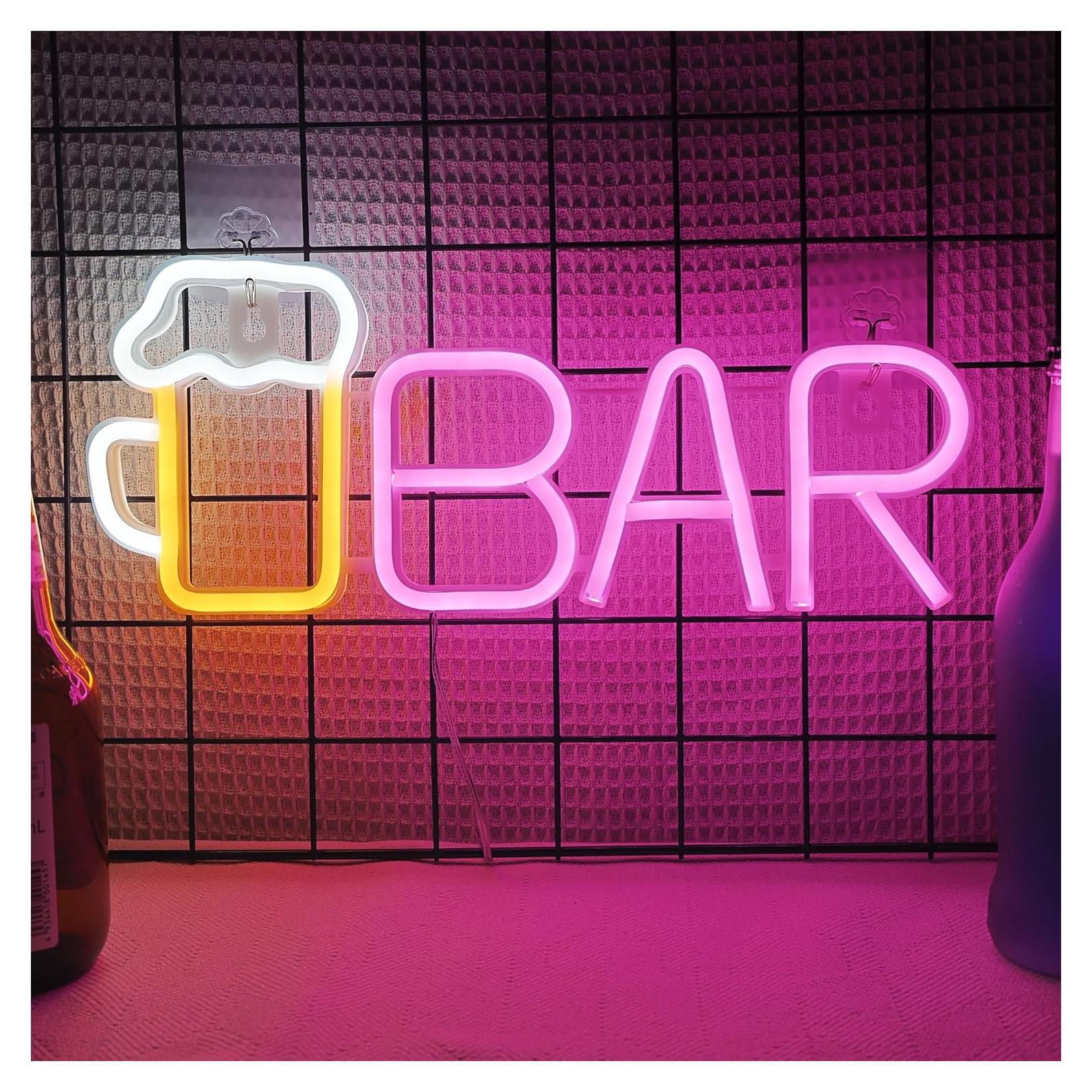 Cartel de Neón LED Attivolife 35.4x14.3 cm Rosa para Bar