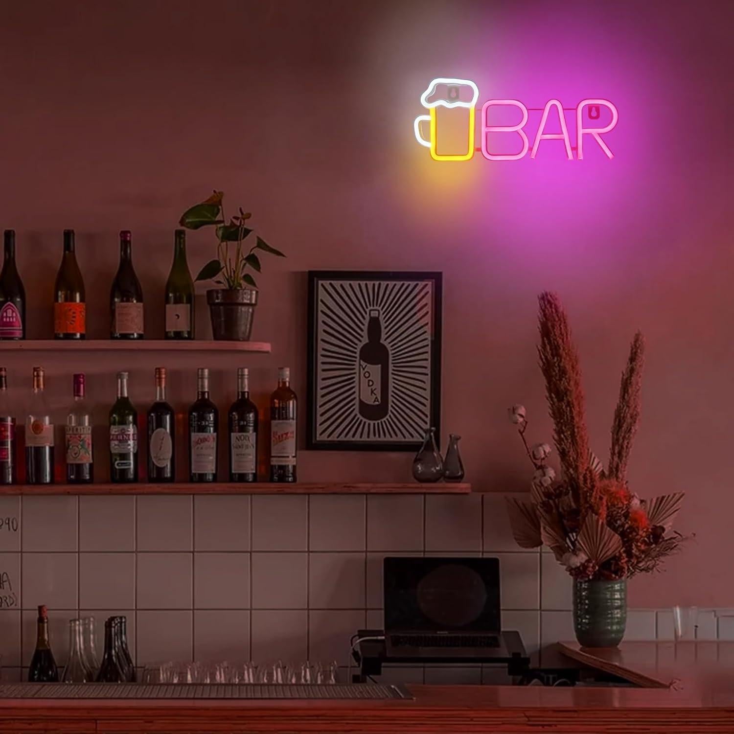 Cartel de Neón LED Attivolife 35.4x14.3 cm Rosa para Bar