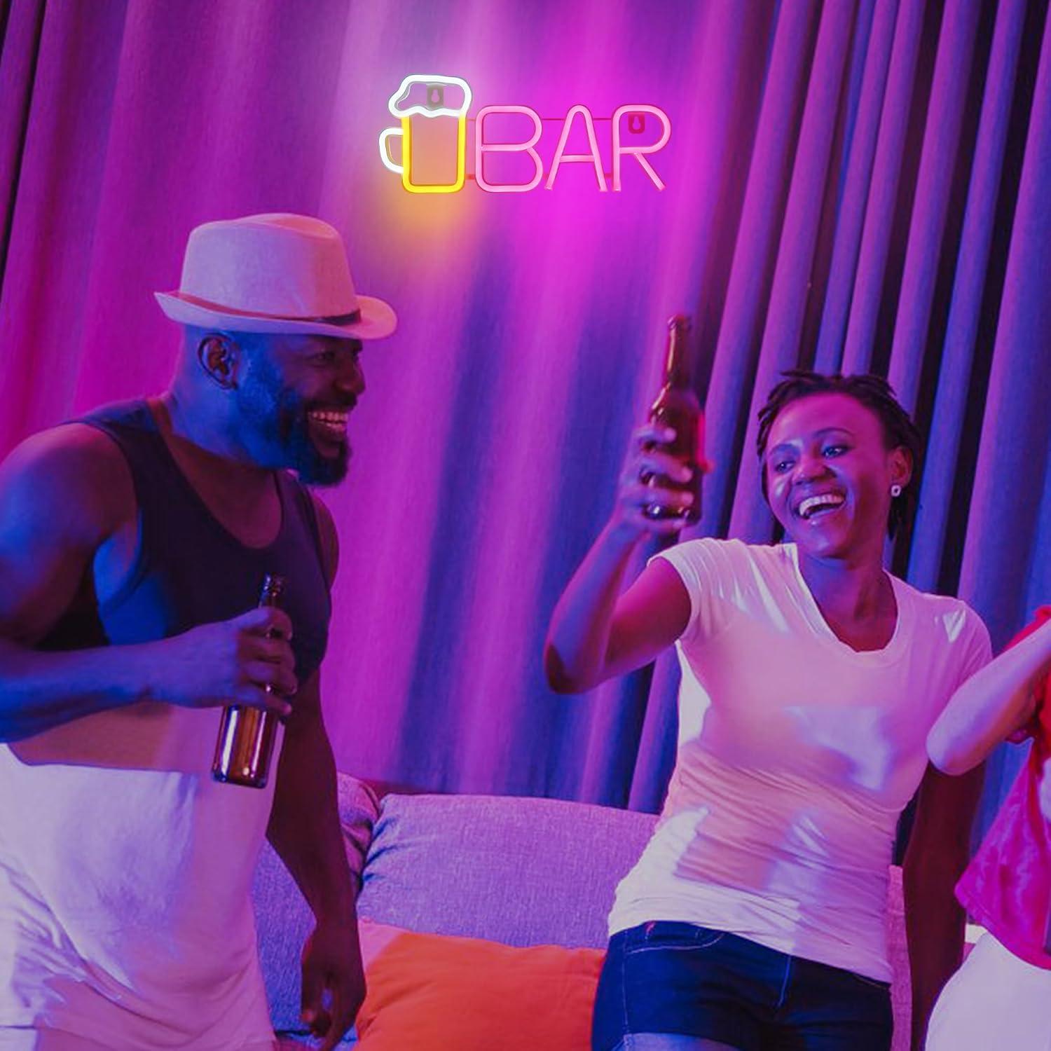 Cartel de Neón LED Attivolife 35.4x14.3 cm Rosa para Bar