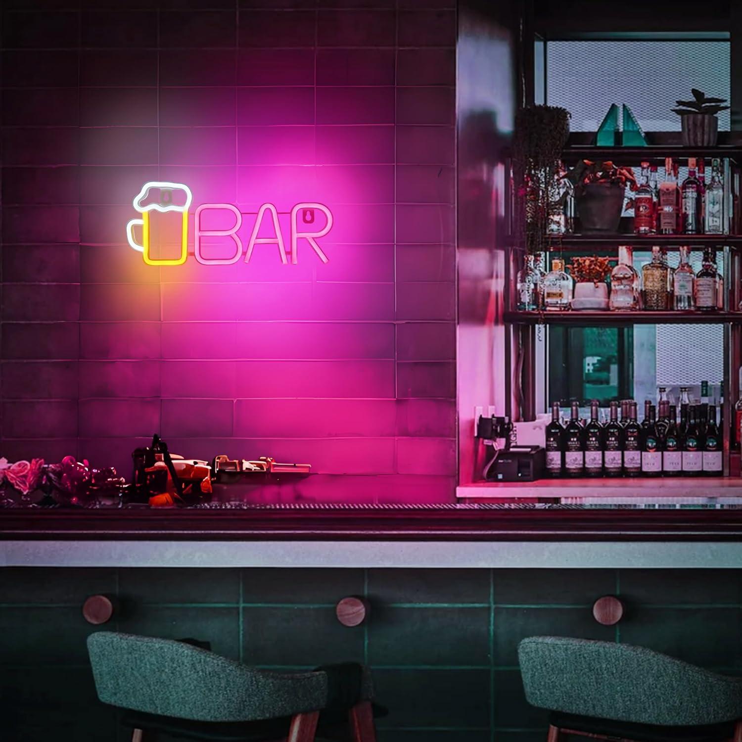 Cartel de Neón LED Attivolife 35.4x14.3 cm Rosa para Bar