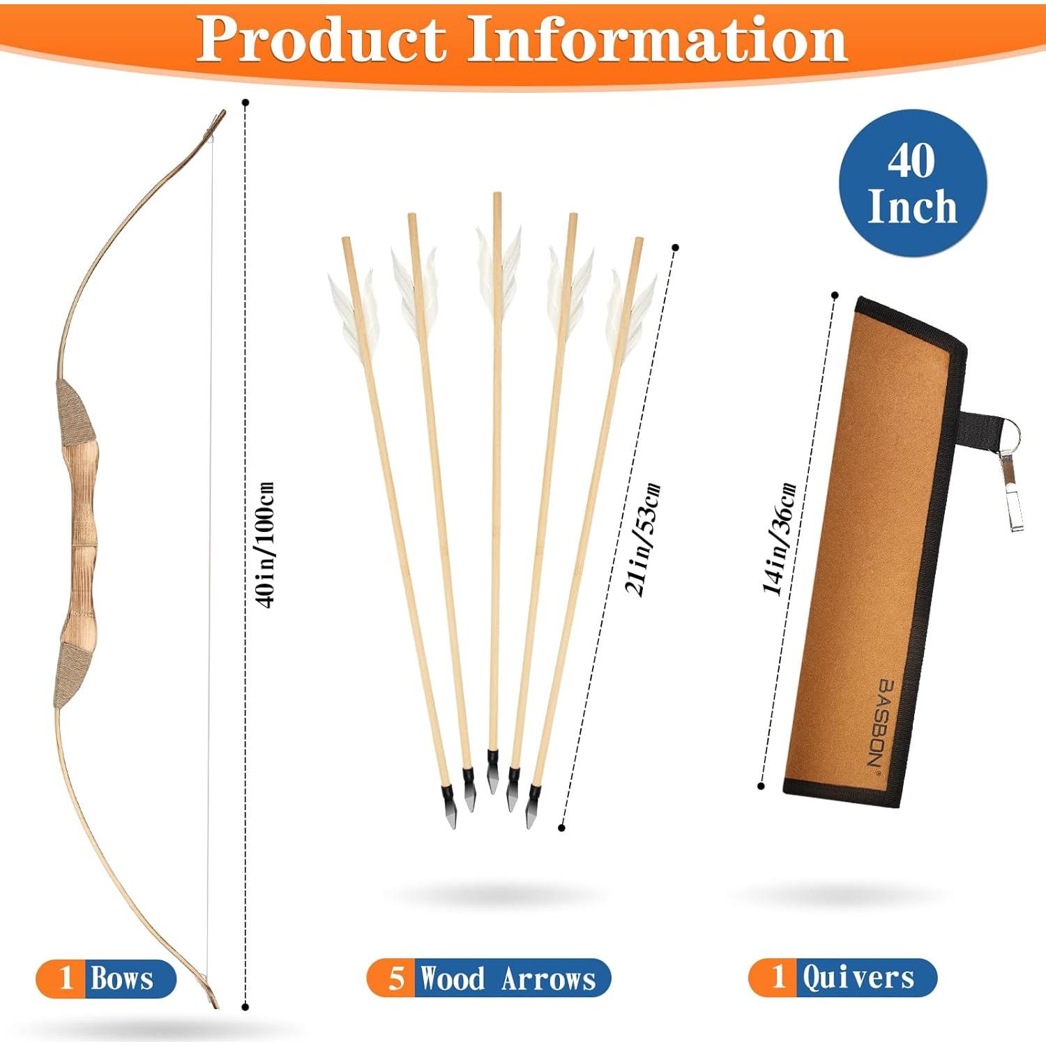 Juego de Arco y Flecha Basbon BA1MI5 101,6 cm Madera