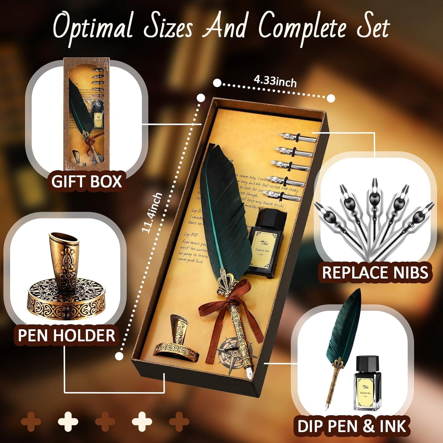 Juego de Caligrafía Vintage Epakh con Pergamino y Pluma