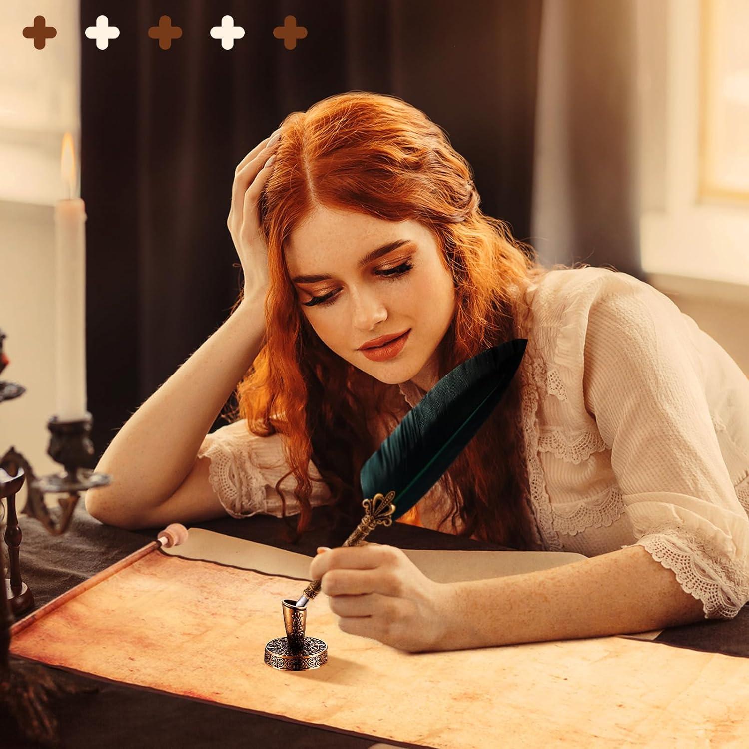 Juego de Caligrafía Vintage Epakh con Pergamino y Pluma