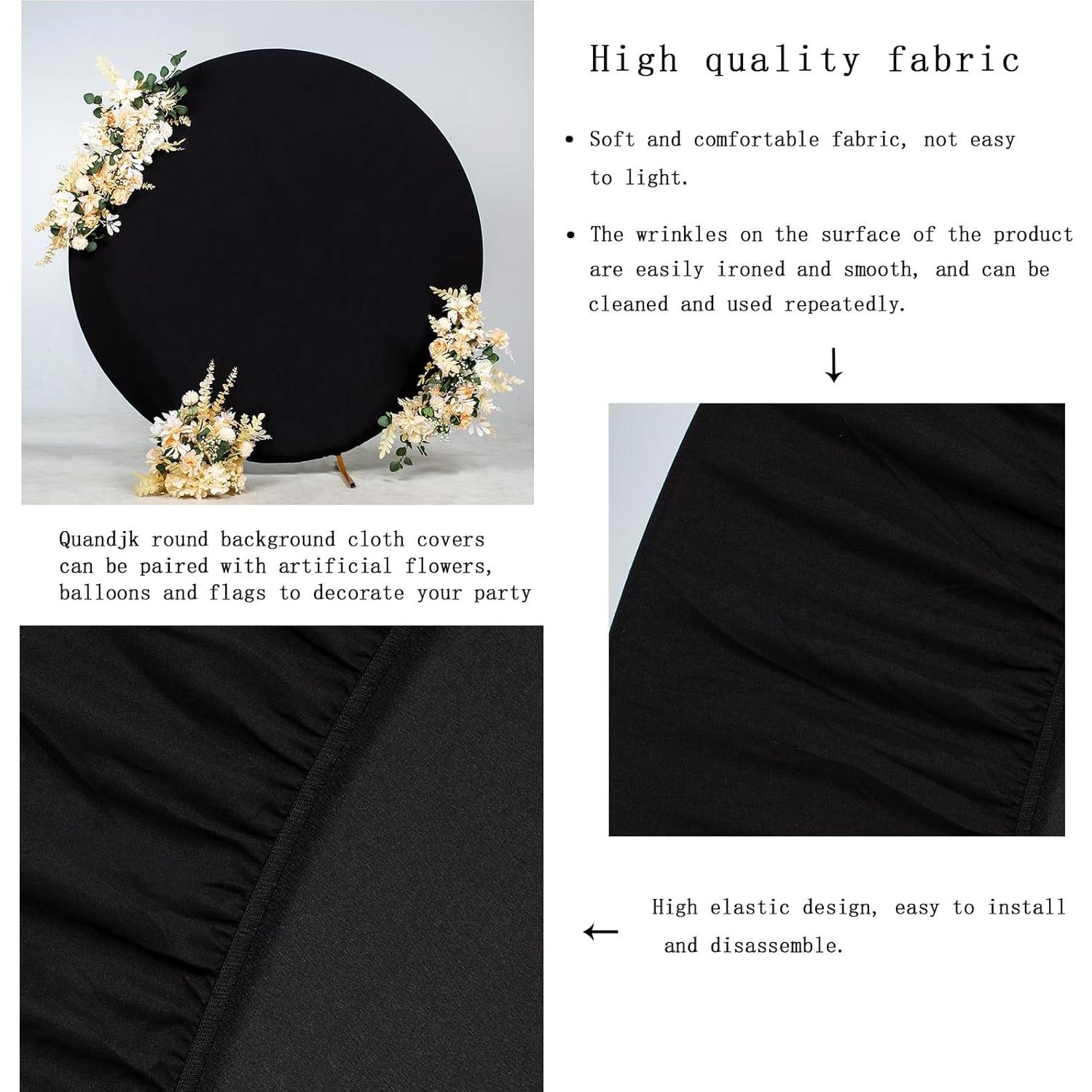 Cubierta de fondo redonda negra 2 m poliéster para eventos