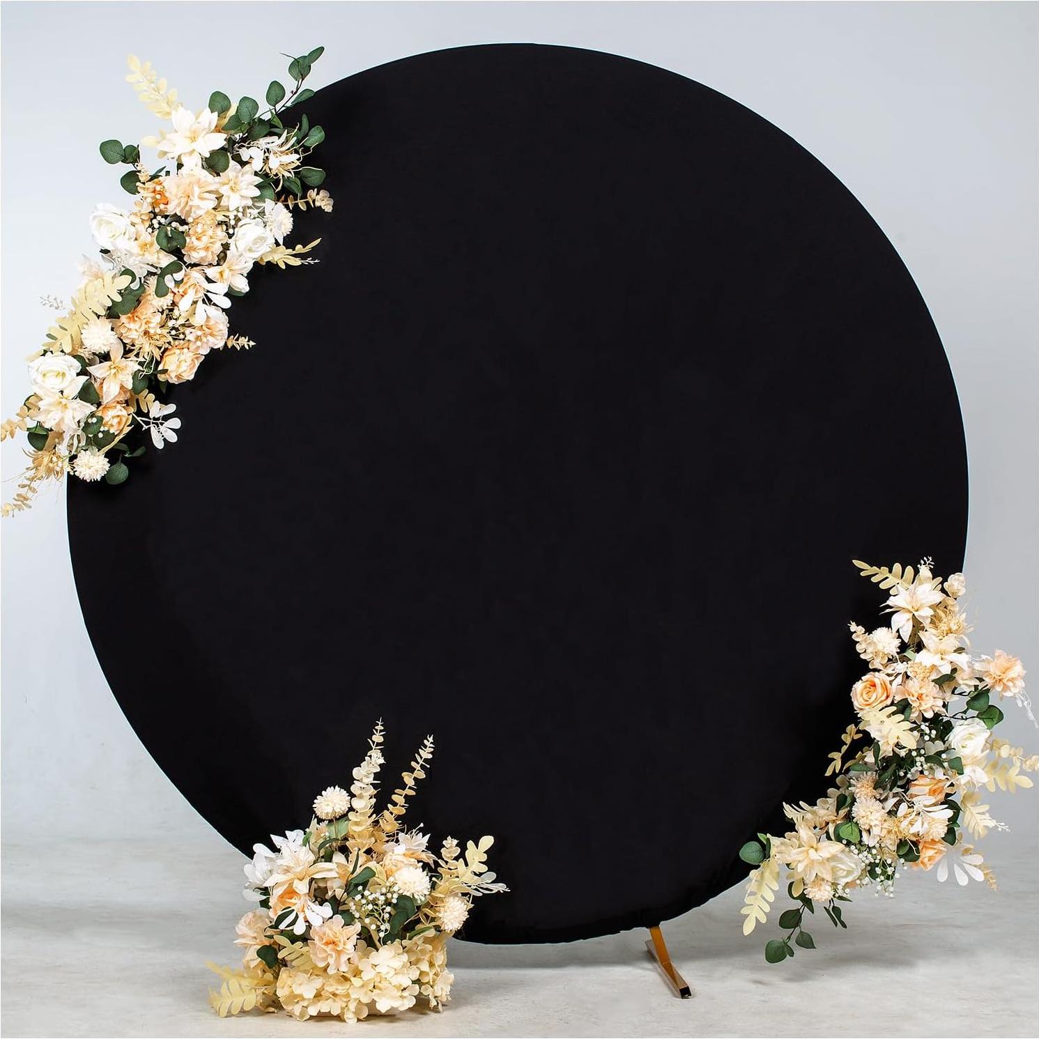 Cubierta de fondo redonda negra 2 m poliéster para eventos