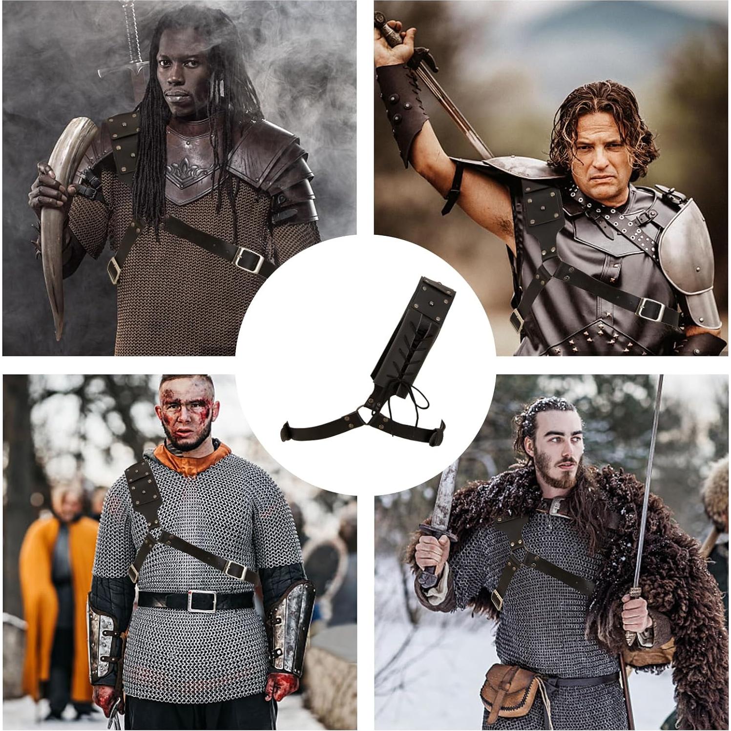 Funda de espada medieval ajustable unisex negra para cosplay