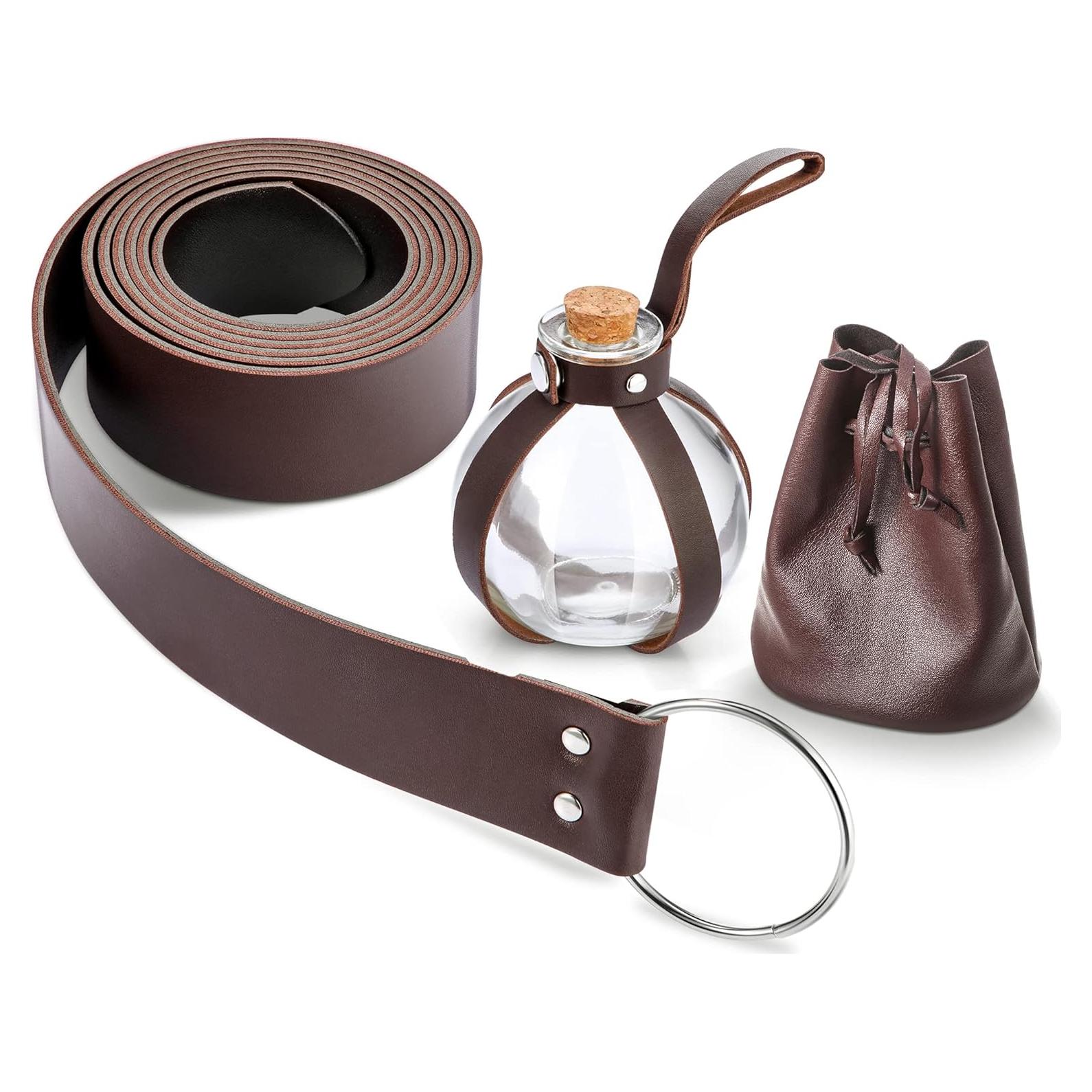 Accesorios Medievales Renaissance para Cosplay - Botella, Cinturón y Bolsa