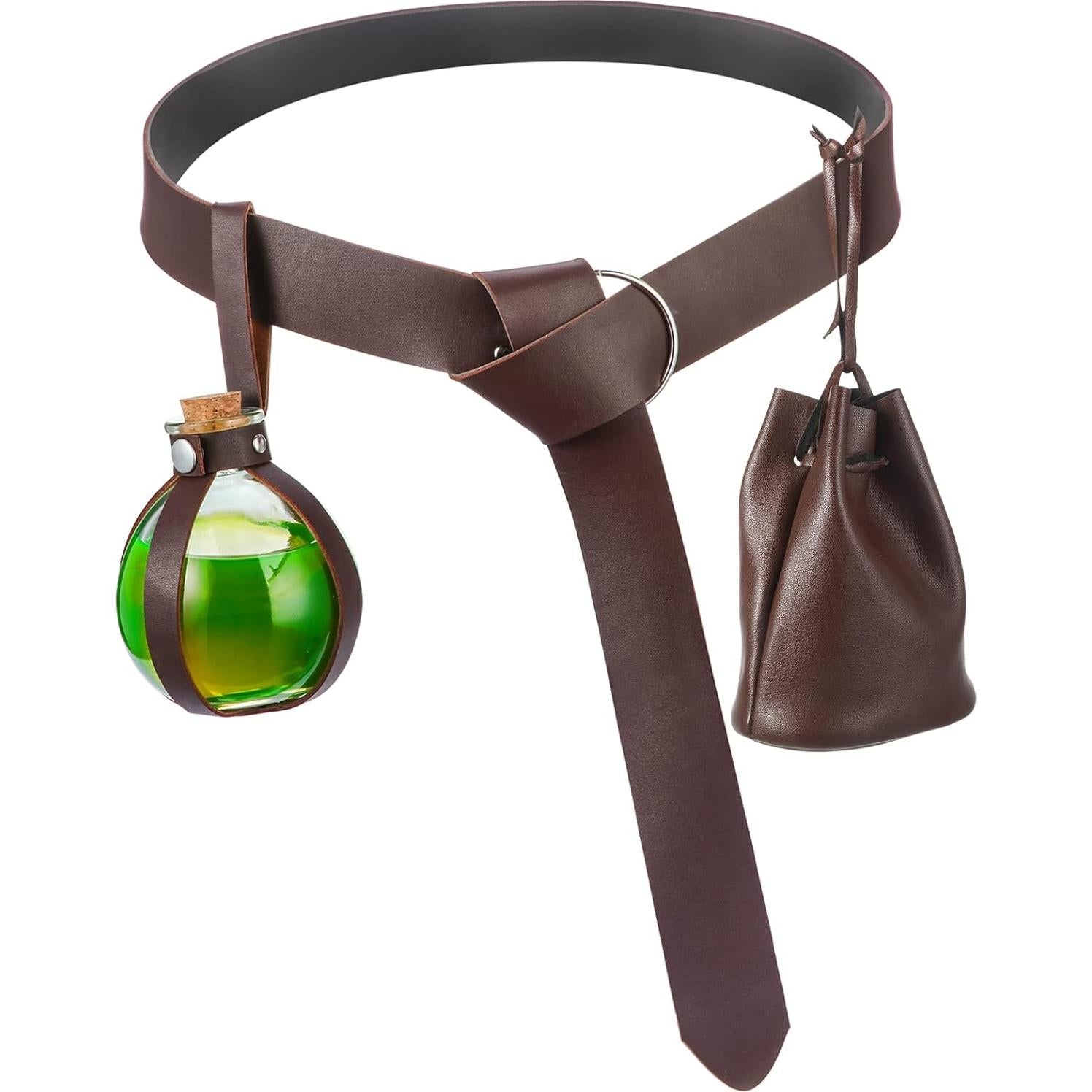 Accesorios Medievales Renaissance para Cosplay - Botella, Cinturón y Bolsa