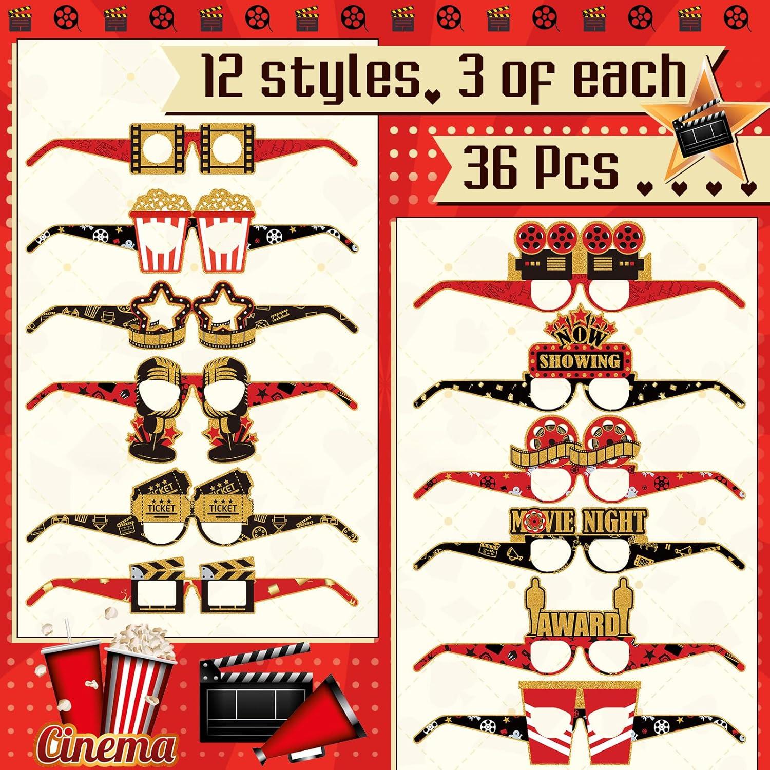 36 Gafas de Papel Multicolor Relaxgiant para Fiesta de Cine