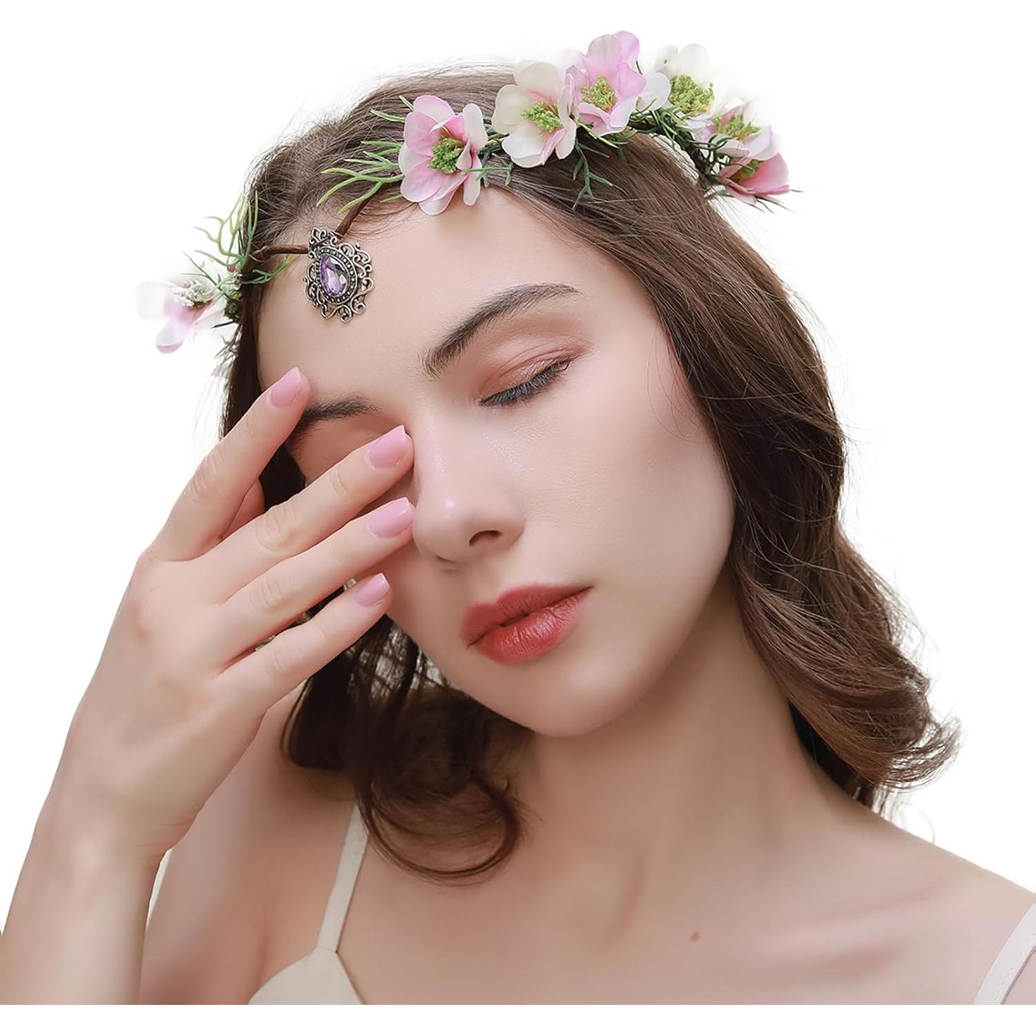 Corona Floral Vivivalue Diadema Ajustable para Fiesta