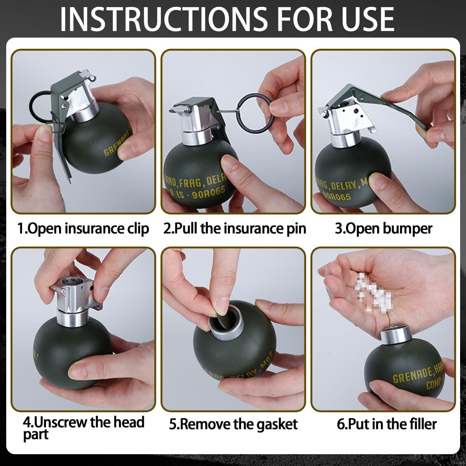 Juguete de Granada de Airsoft Disratw M67 Verde 8.4x6.9cm