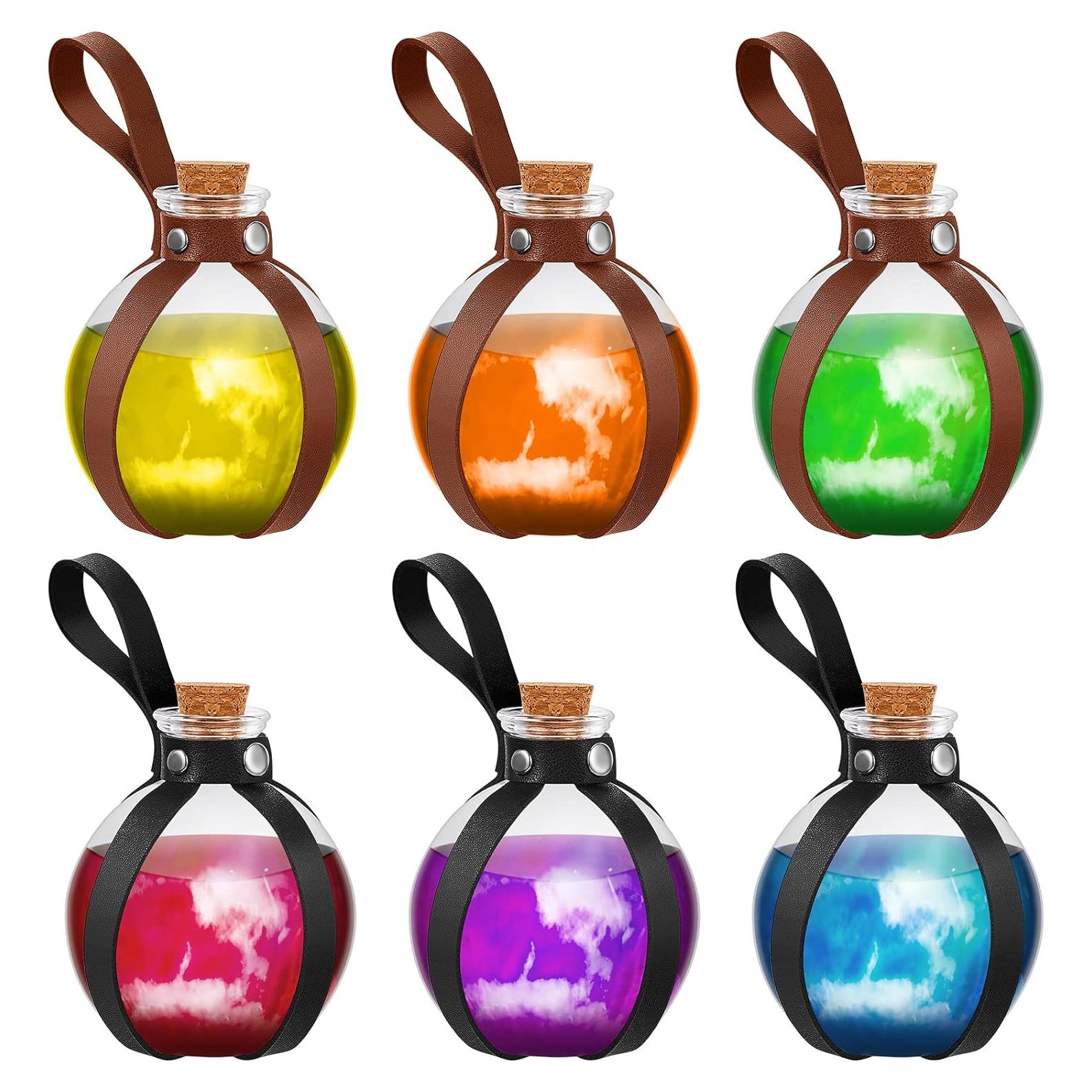 Botellas de Poción Patelai 6 Pcs con Cinturón de Cuero Sintético