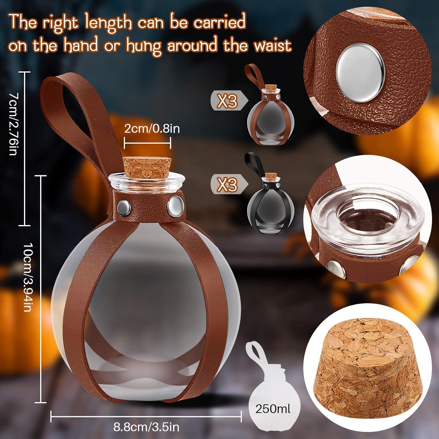 Botellas de Poción Patelai 6 Pcs con Cinturón de Cuero Sintético