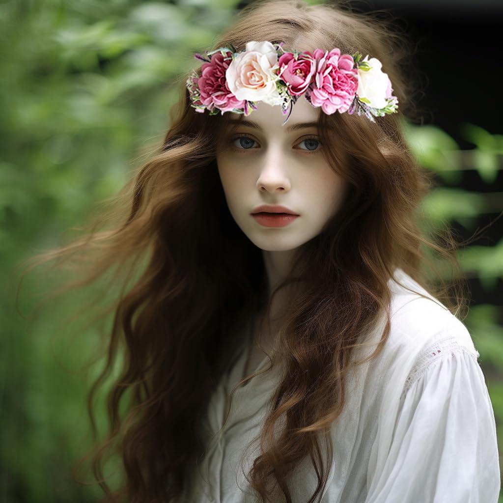 Diadema Floral de Hada Vivivalue Rosa para Mujeres y Niñas