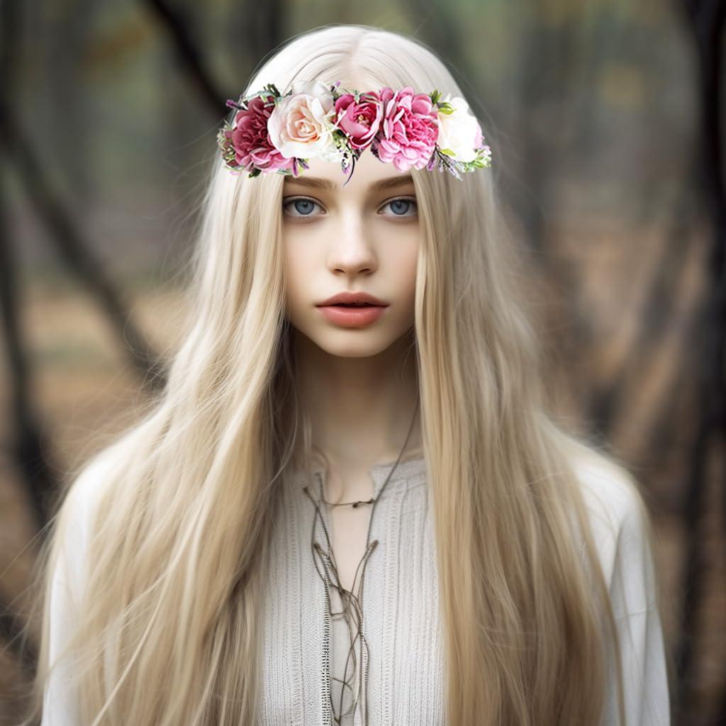 Diadema Floral de Hada Vivivalue Rosa para Mujeres y Niñas