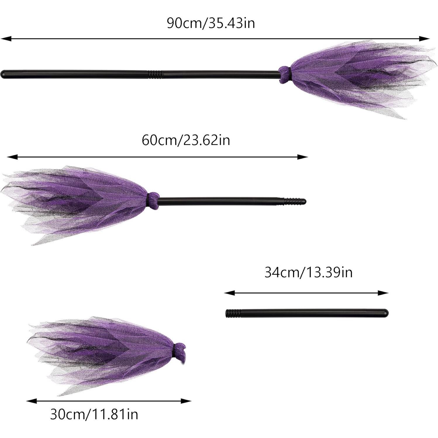 3 Escobas de Bruja de Halloween Jmkcoz - Plástico 90 cm