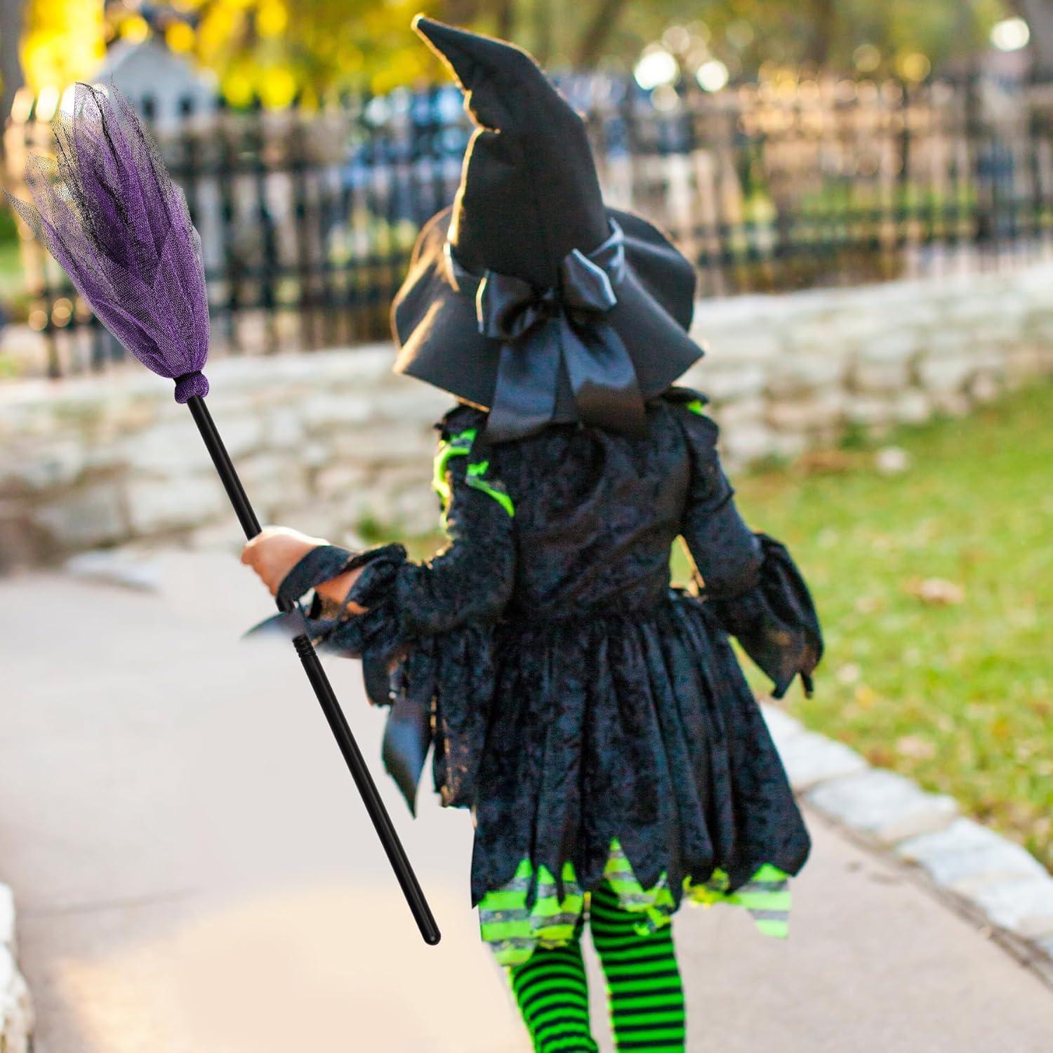 3 Escobas de Bruja de Halloween Jmkcoz - Plástico 90 cm